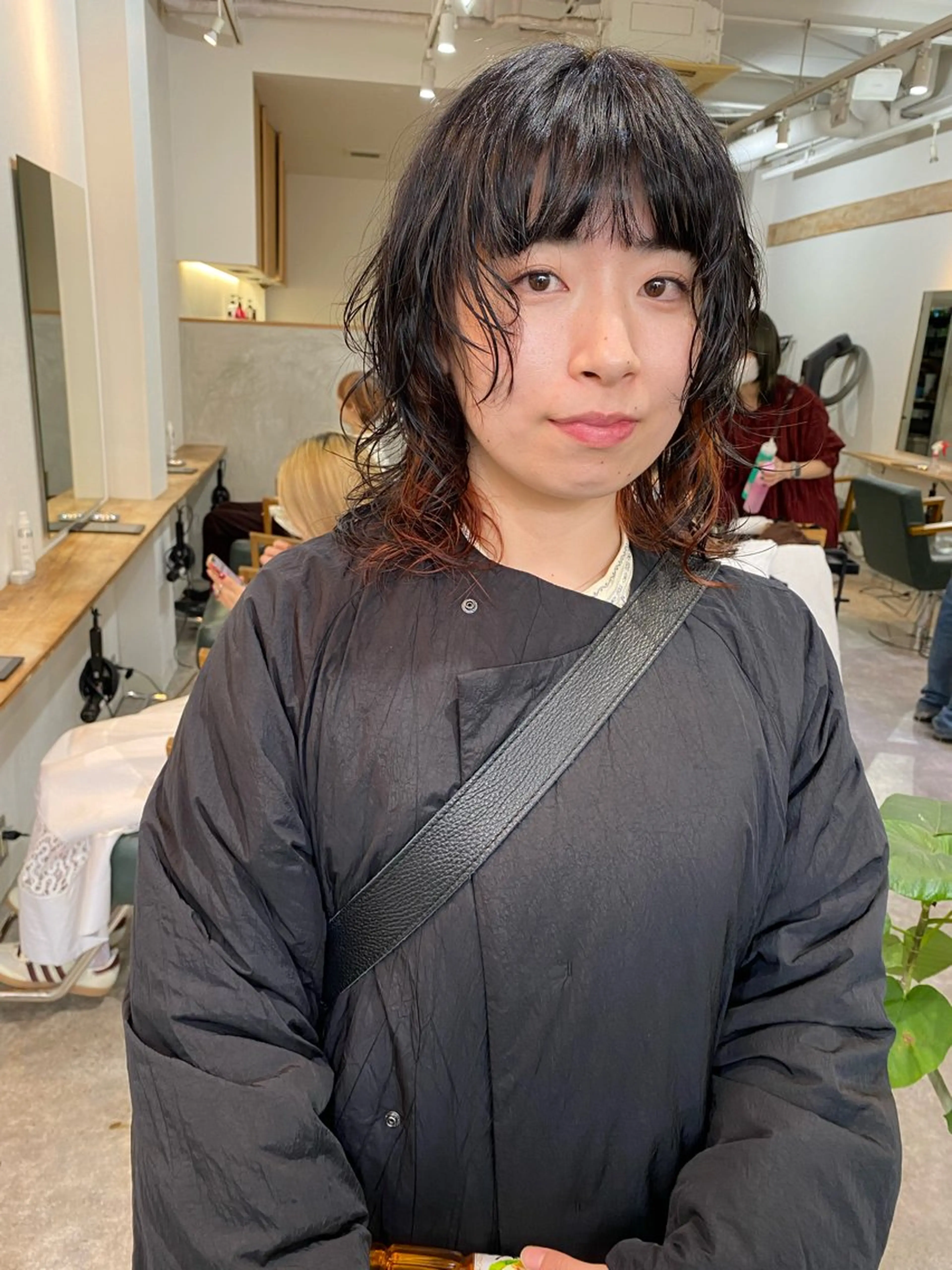 ミディアム カラー パーマ ミディアムパーマ カット ヘアカラー パーマ トリートメント 森貴裕/ベージュ/ パーマ/オリーブのヘアスタイル