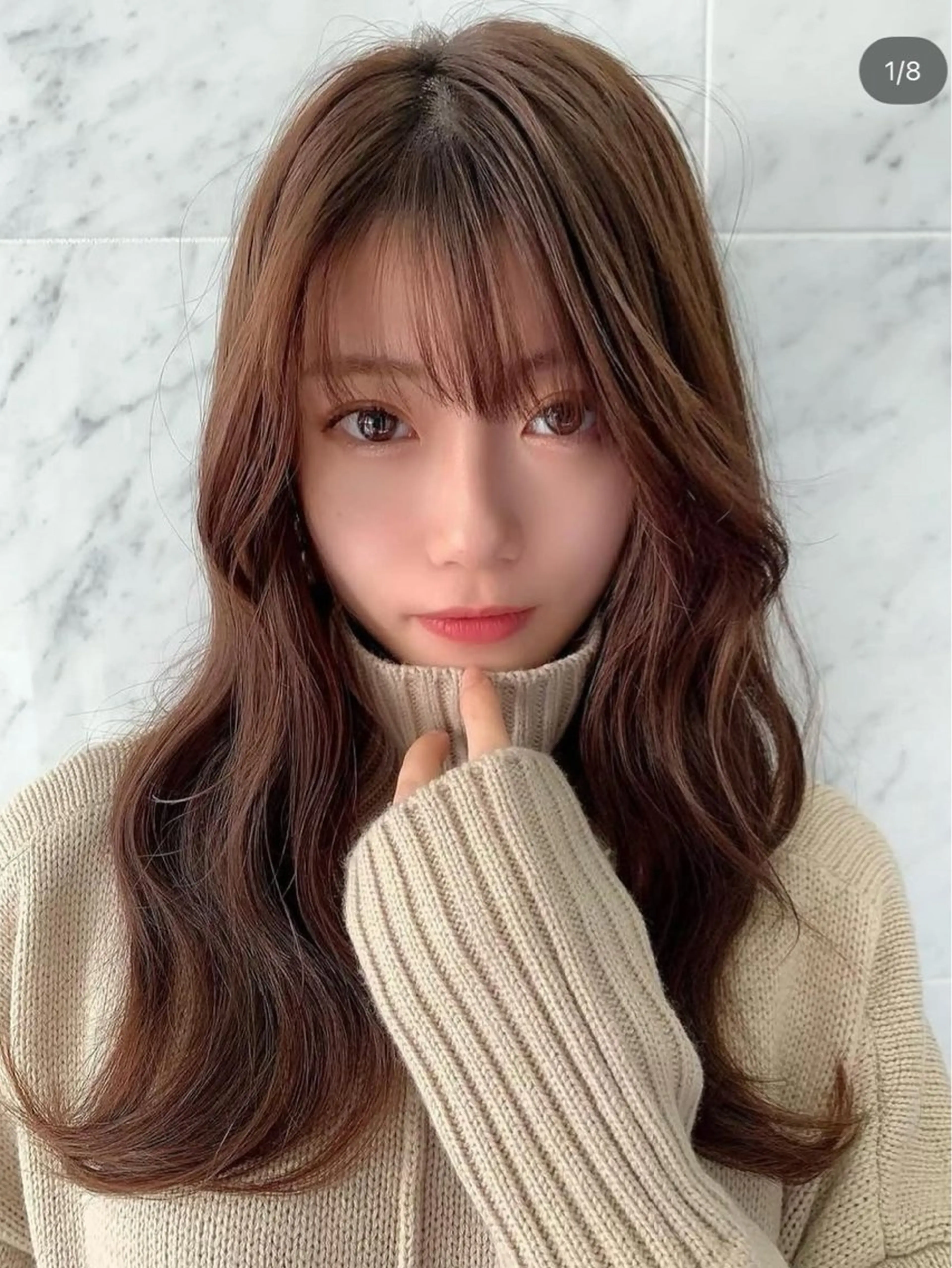 セミロング カラー カット ヘアカラー トリートメント 興津/韓国レイヤー ダブルカラー美髪縮毛のヘアスタイル