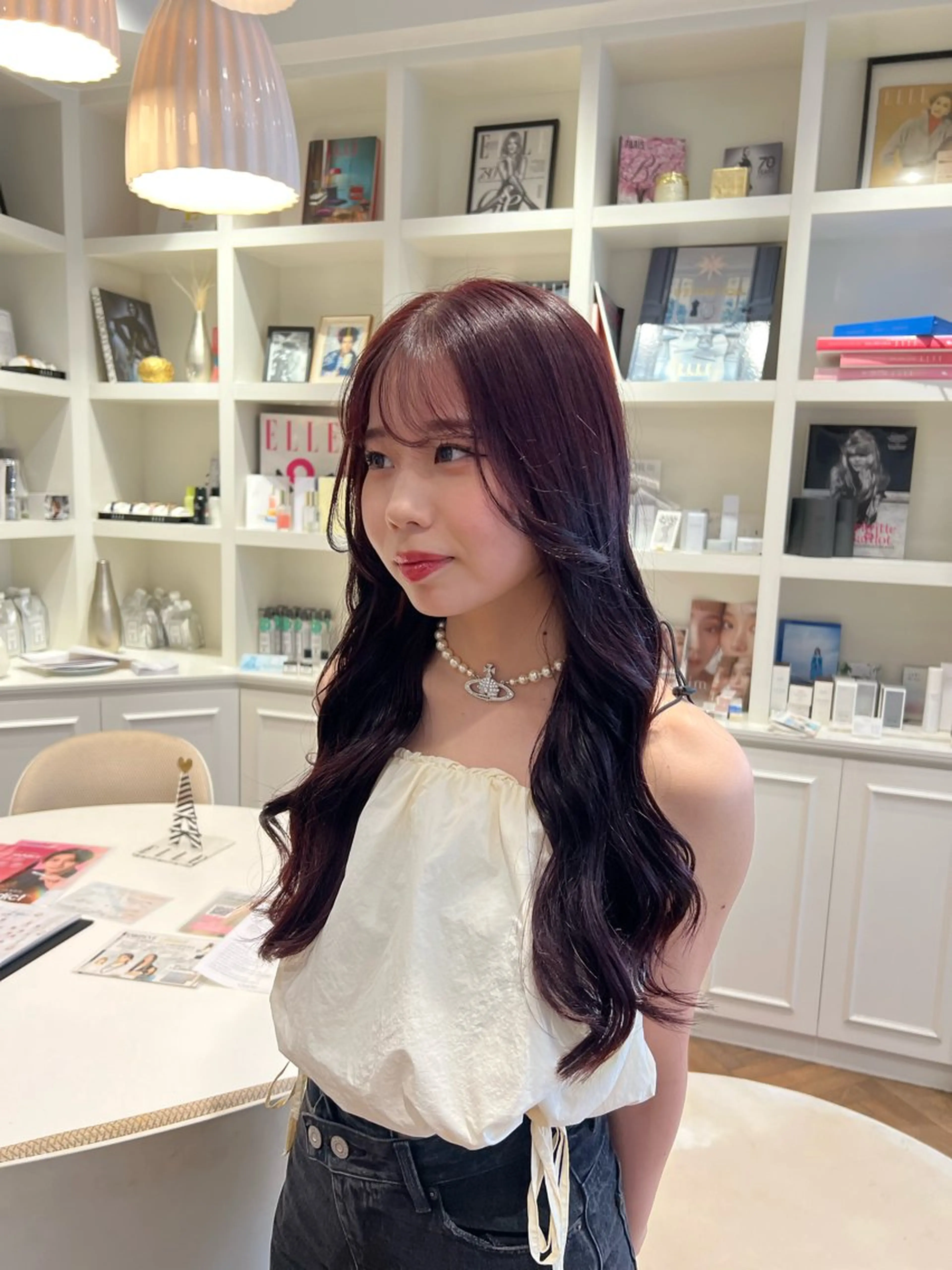 ロング カラー レッドカラー 似合わせ/レイヤー 💟SAEのヘアスタイル