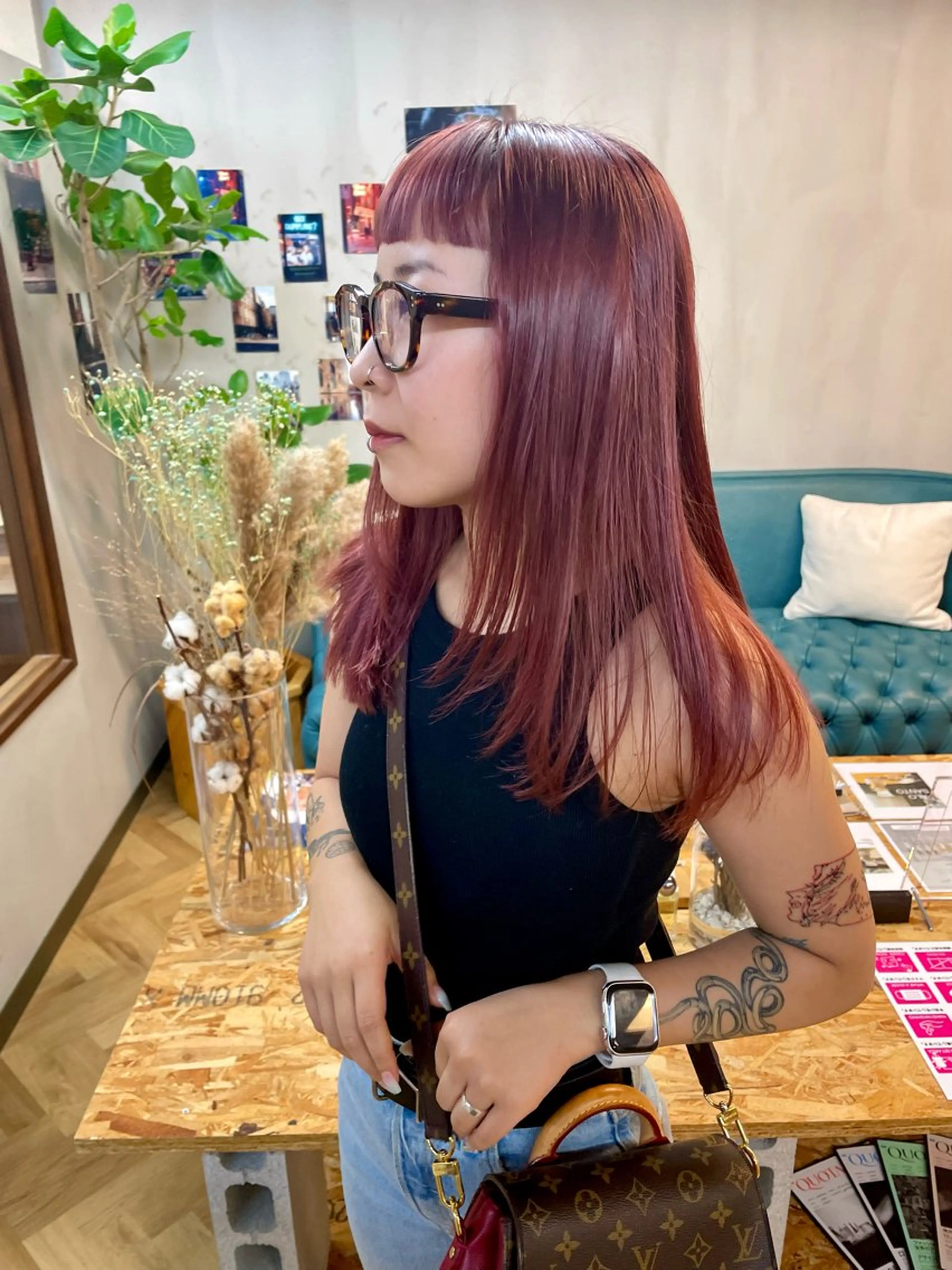 ミディアム カラー パーマ ヘアアレンジ メンズ ピンクカラー カット ヘアカラー トリートメント tatsumi/ボブ ウルフ/レイヤーのヘアスタイル