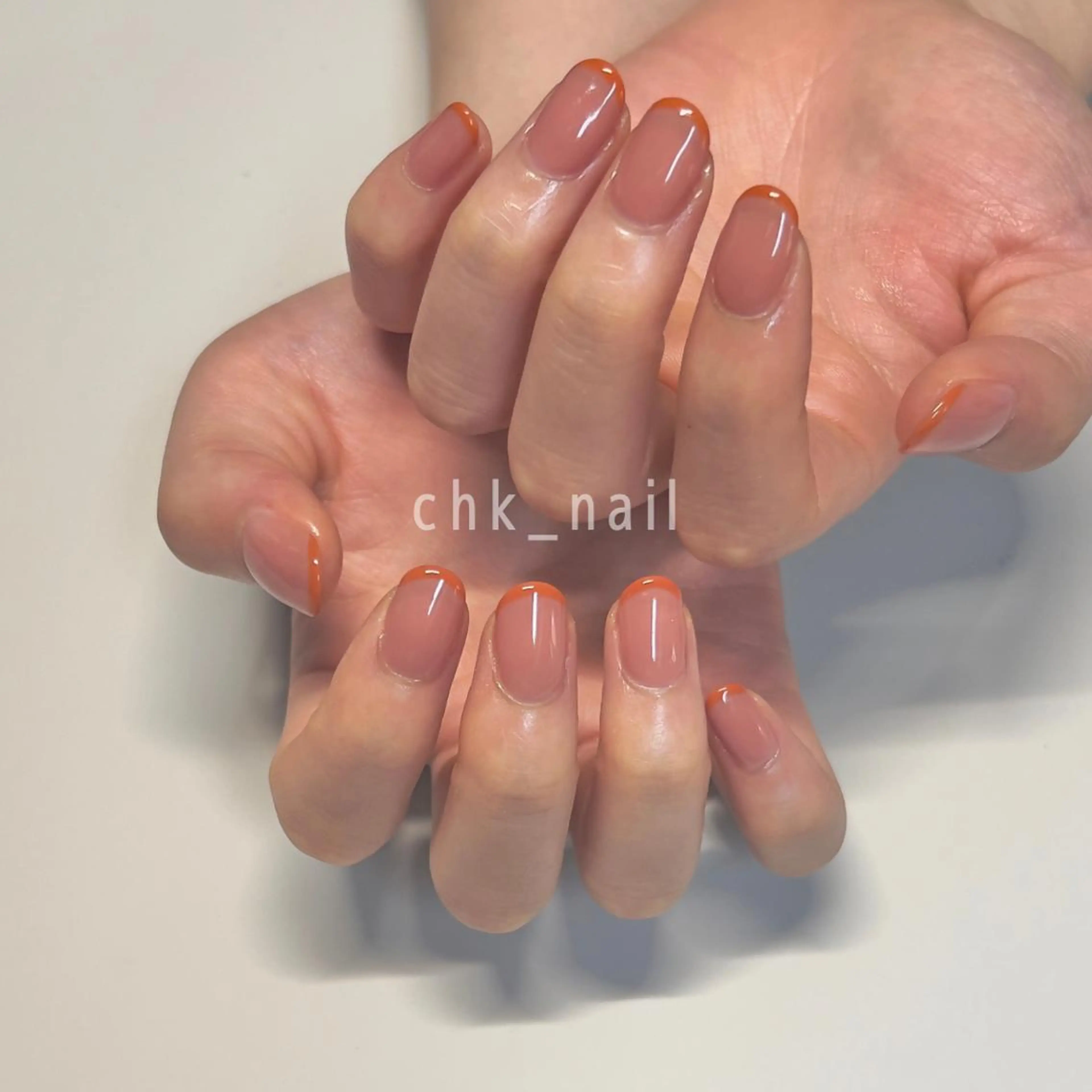 ネイル フレンチネイル オレンジ takahashi chikaのネイルデザイン