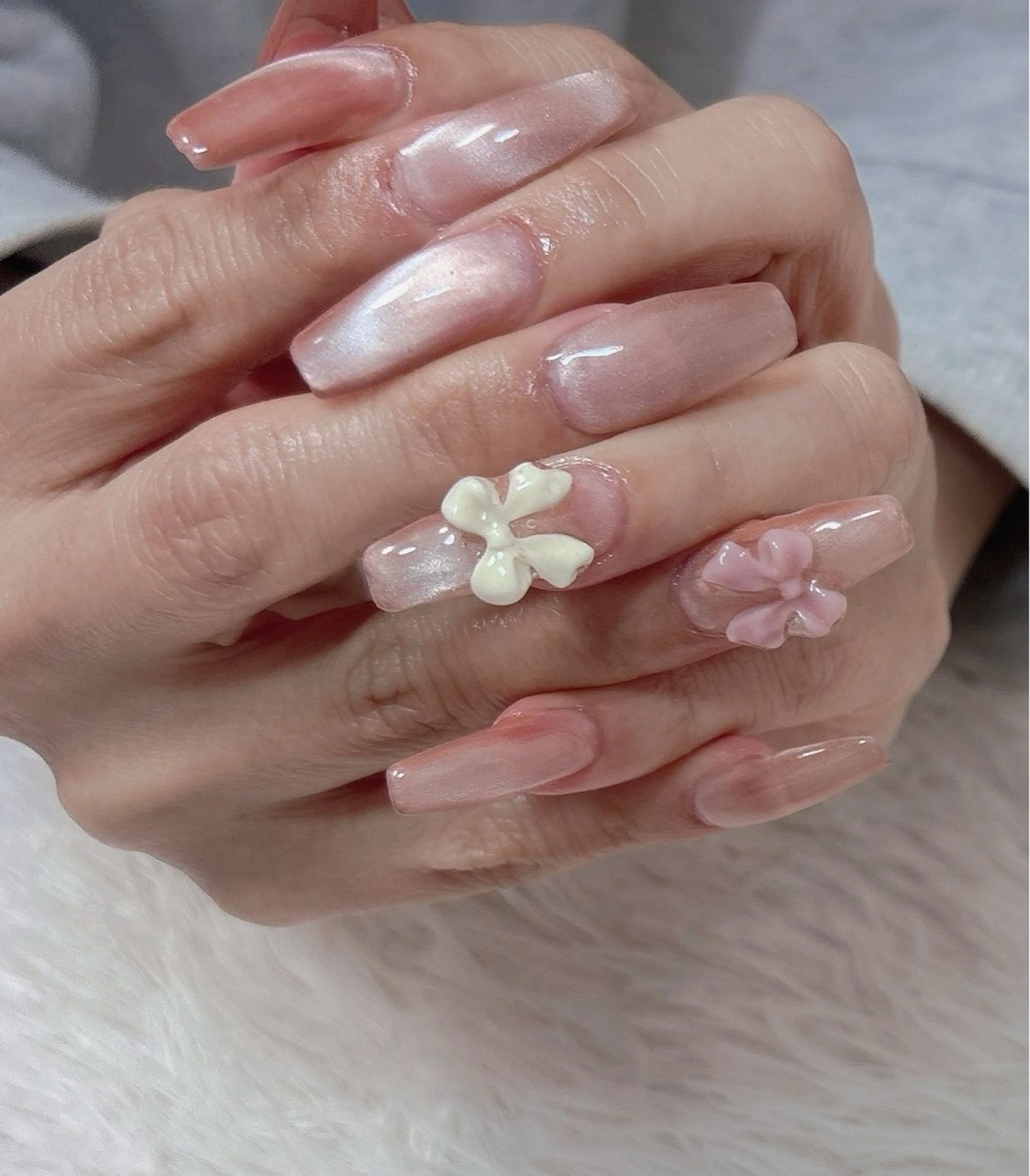 ネイル マグネットネイル リボン nail salon はるりのネイルデザイン