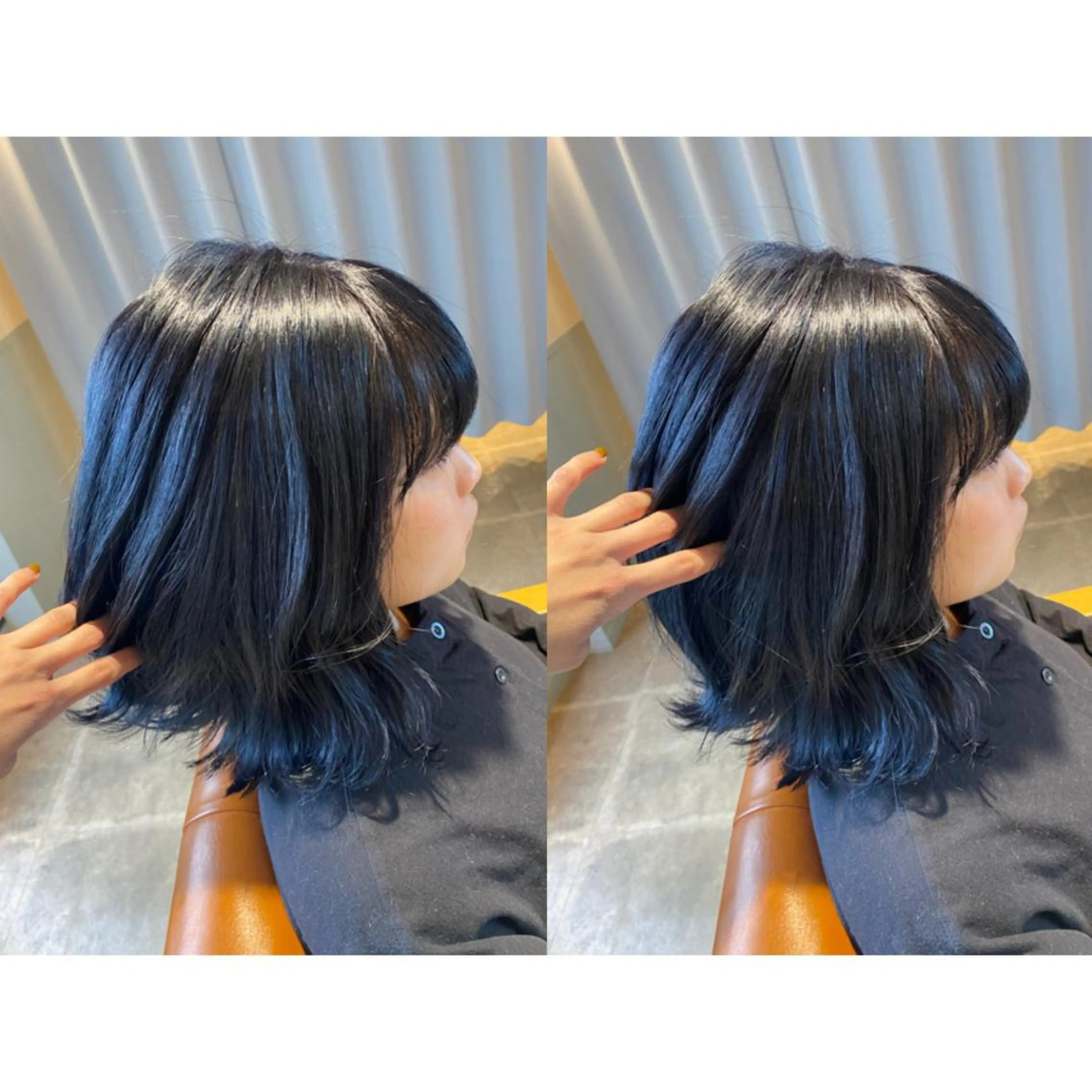 カラー 黒髪 ブリーチ ブルーカラー ブルーブラック カット ヘアカラー トリートメント 🐻結んで可愛い hair EMI🐻のヘアスタイル