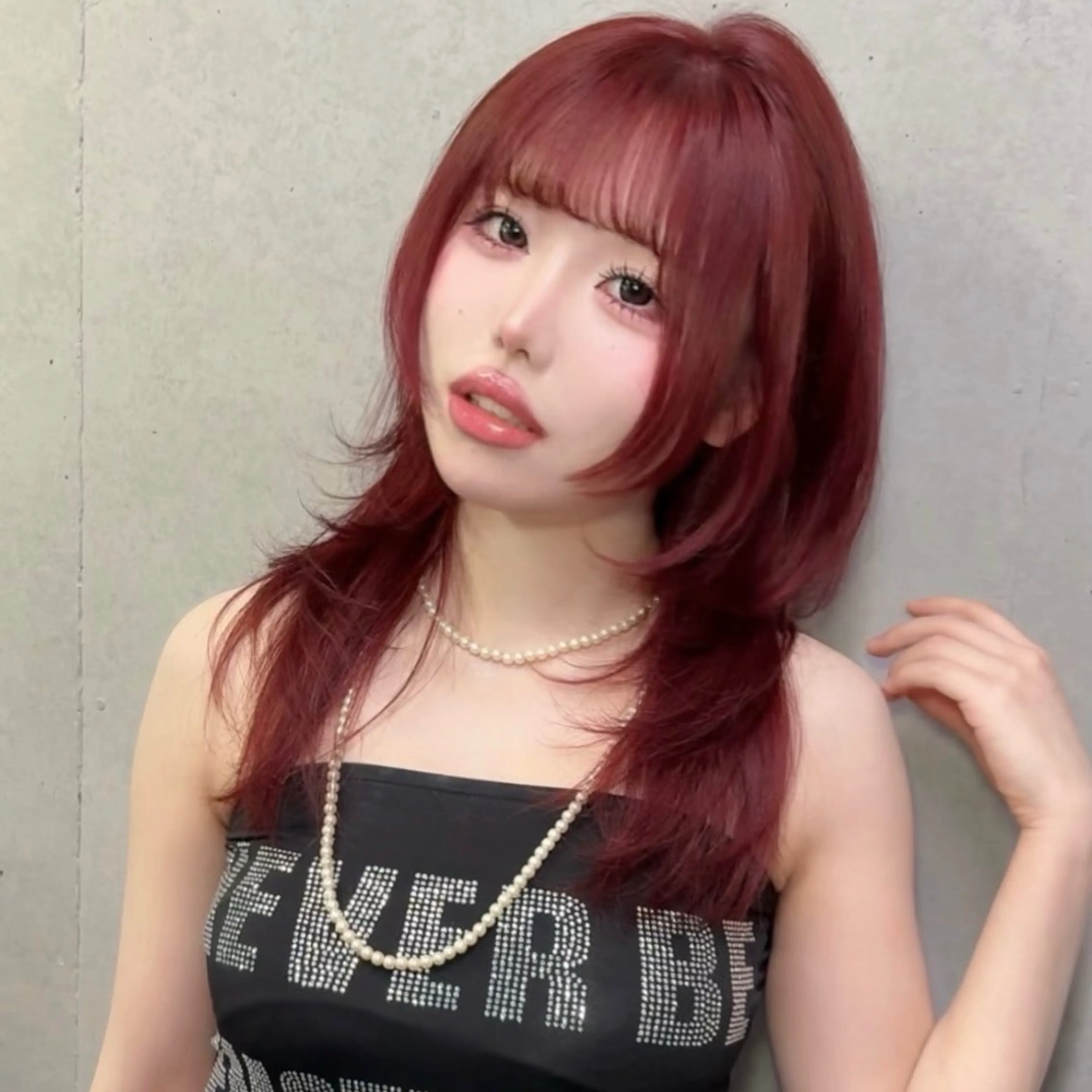 セミロング くびれヘア 顔周りカット ハイレイヤー 韓国風ヘア レイヤーカット ヘアカラー トリートメント がわ/ハイレイヤー /ハイトーンカラーのヘアスタイル