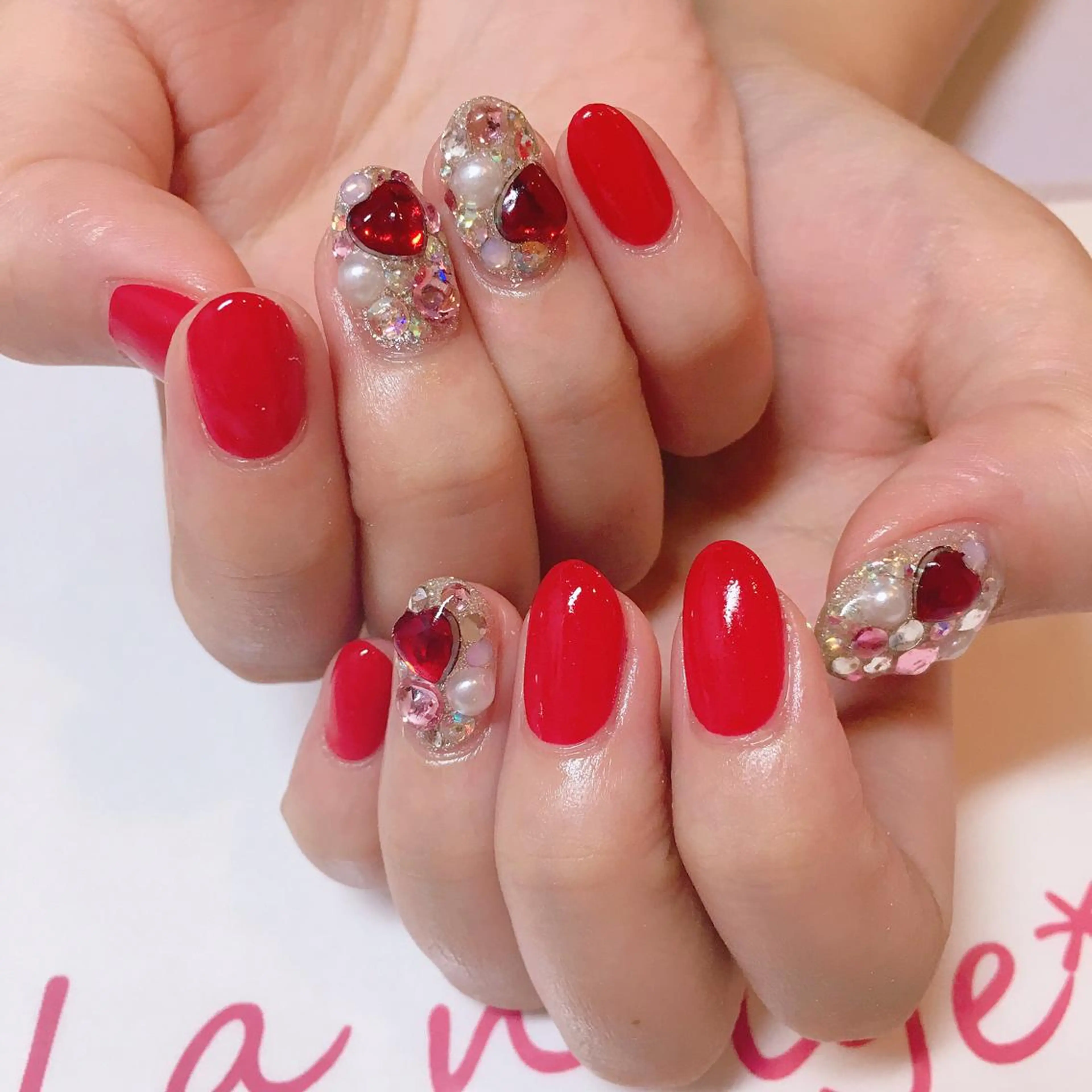 ネイル ハート La neige* yuki 🐩🌙のネイルデザイン