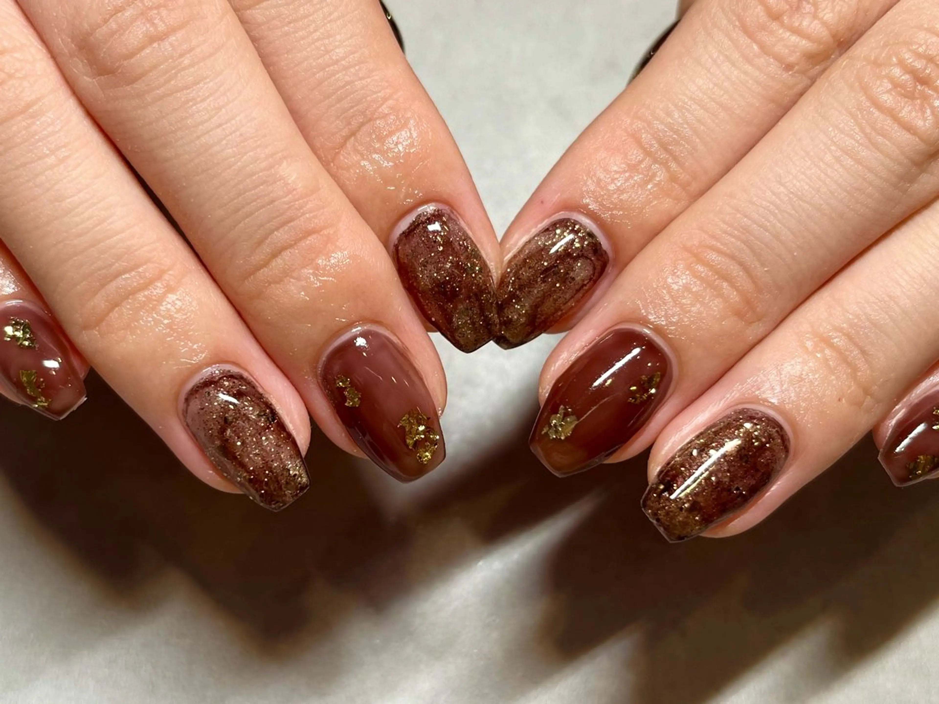 ネイル ブラウン 🫧ちゅるん/韓国 Ayano𓈒🎀のネイルデザイン