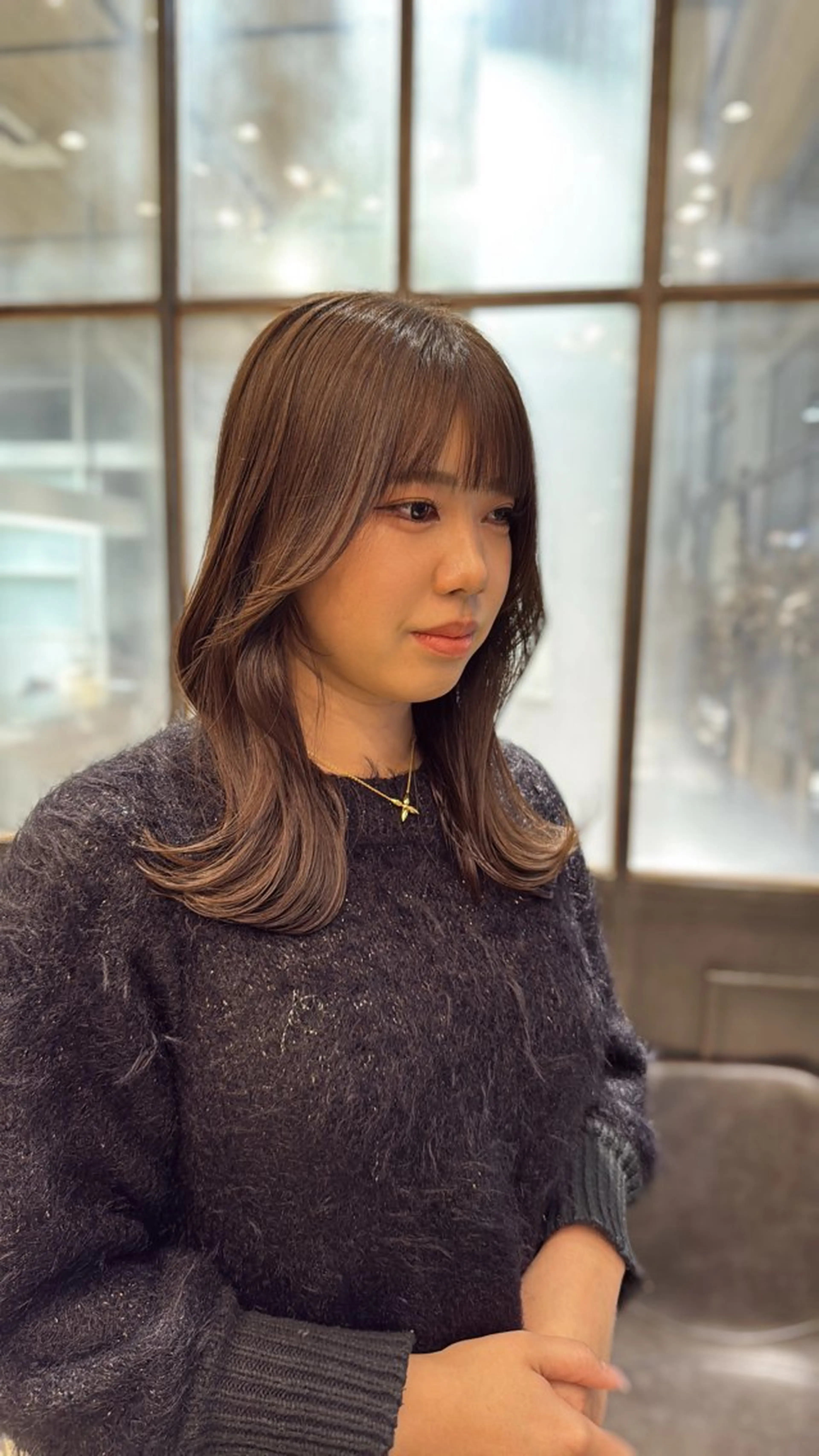 セミロング くびれヘア カット ヘアカラー レイヤーカット /momocaのヘアスタイル