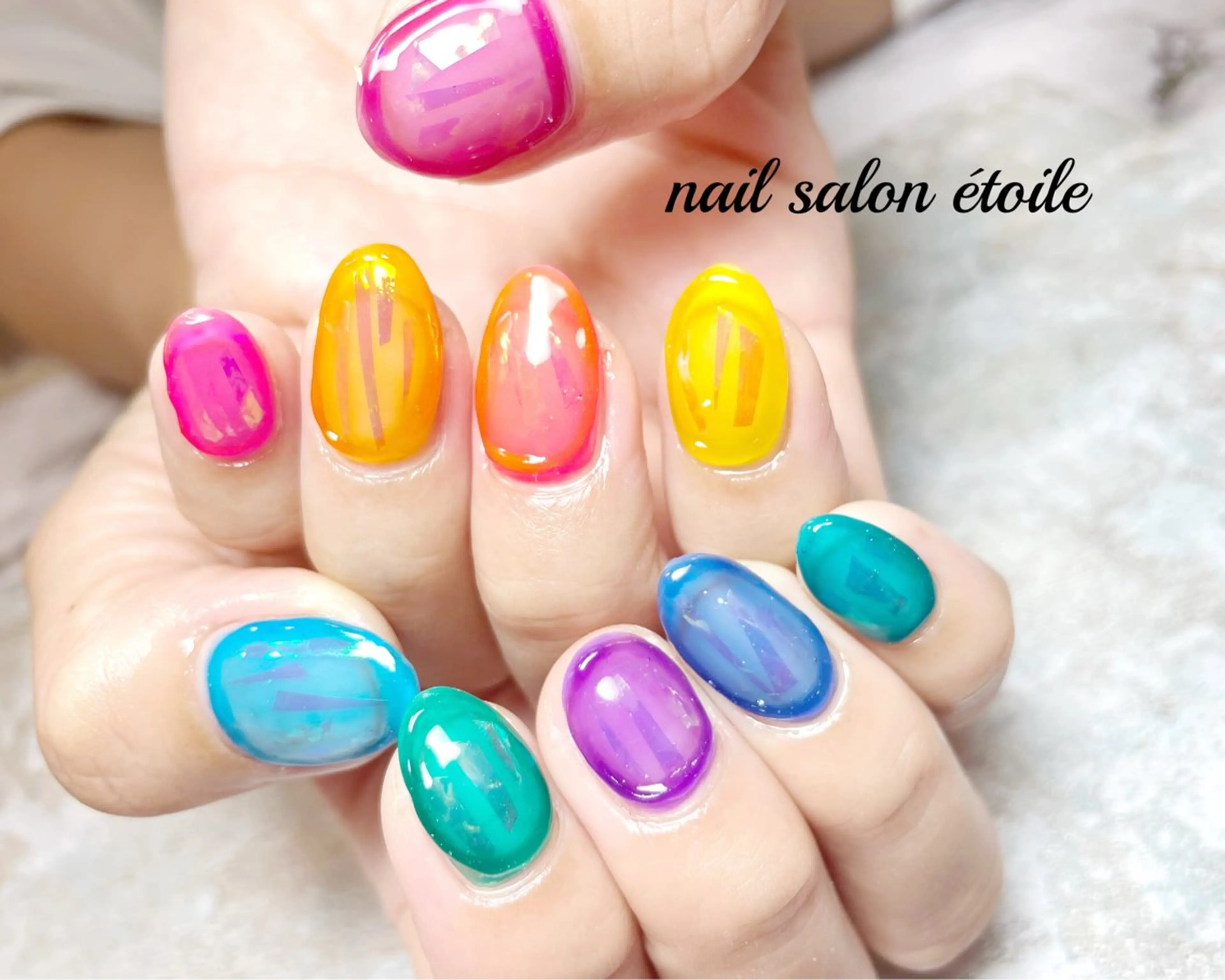 ネイル 氷ネイル・うるうるネイル ハンドネイル nail salon étoileのネイルデザイン