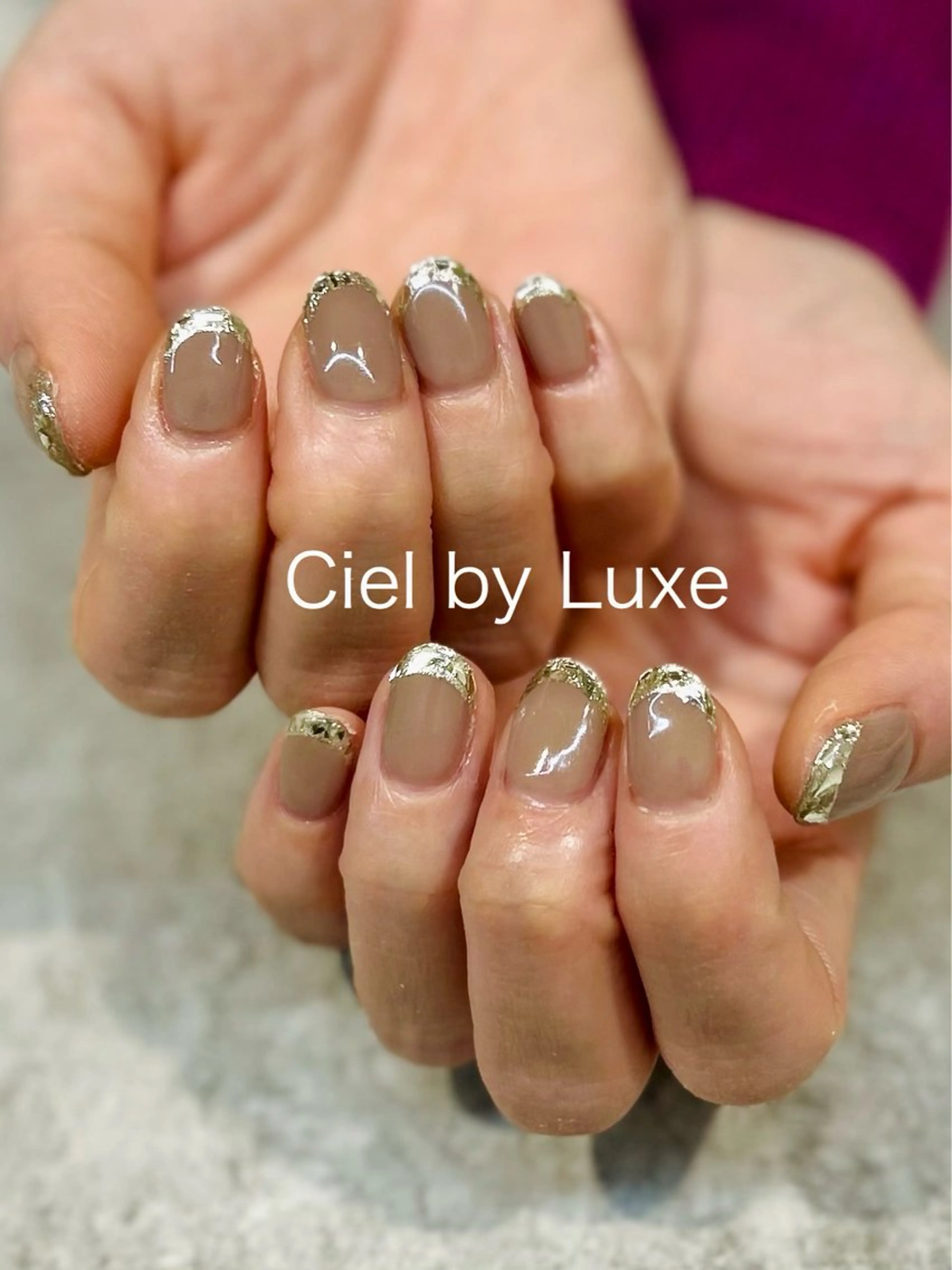ネイル フレンチネイル ガラスフレンチ CielbyLuxe manamiのネイルデザイン