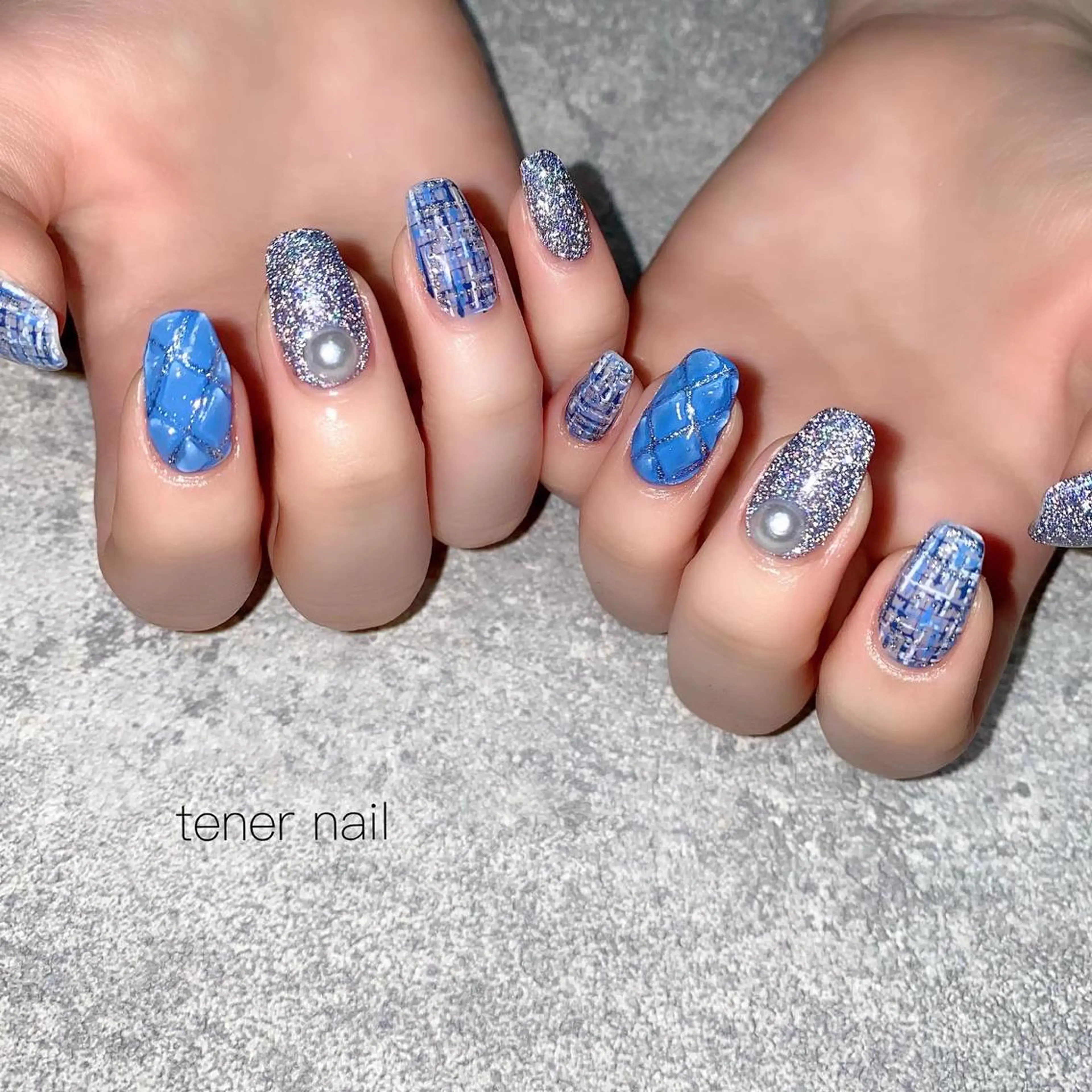 ネイル フラッシュネイル ツイードネイル テネルネイル tener nailのネイルデザイン