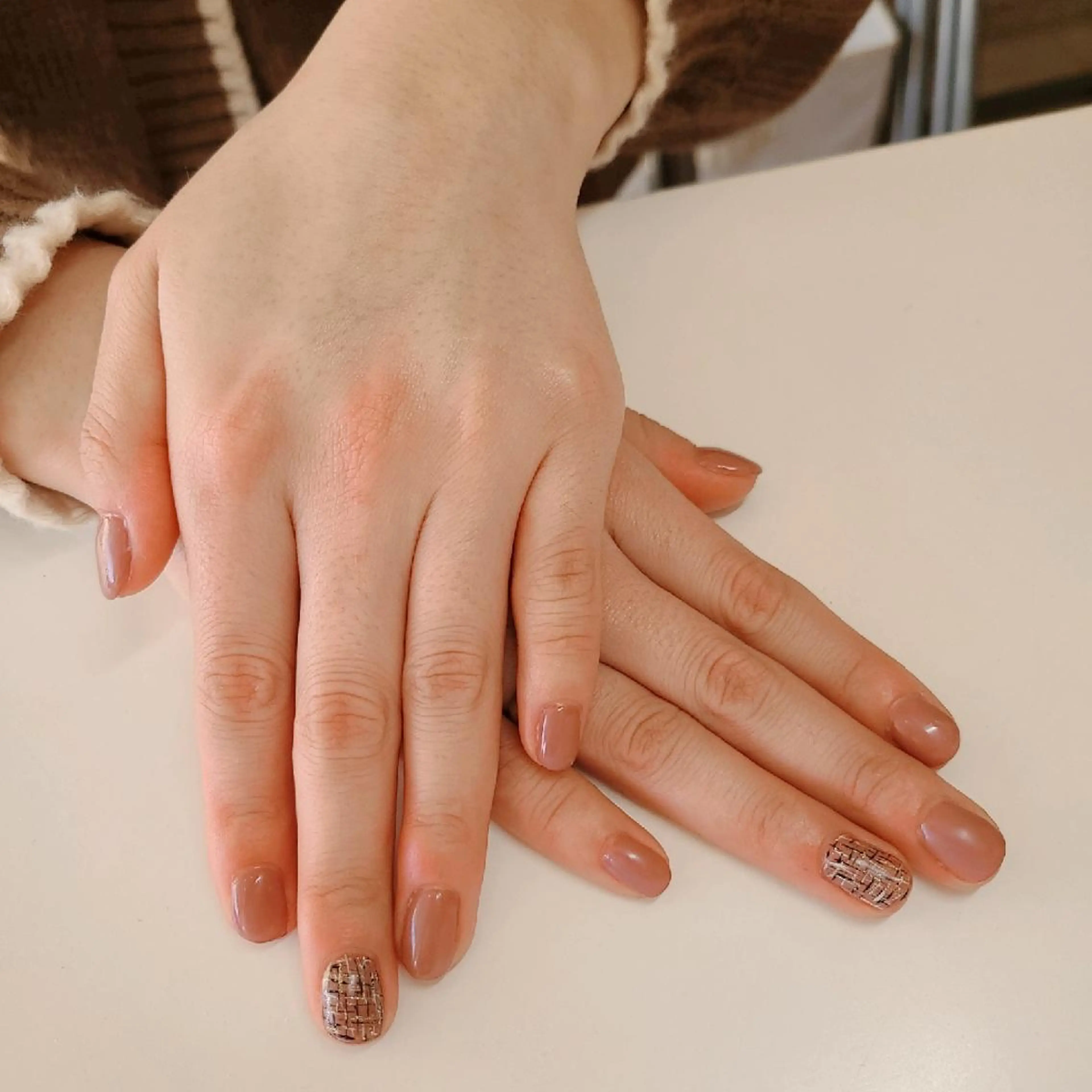 ネイル ワンカラーネイル ツイードネイル セプトアカデミー まいのネイルデザイン