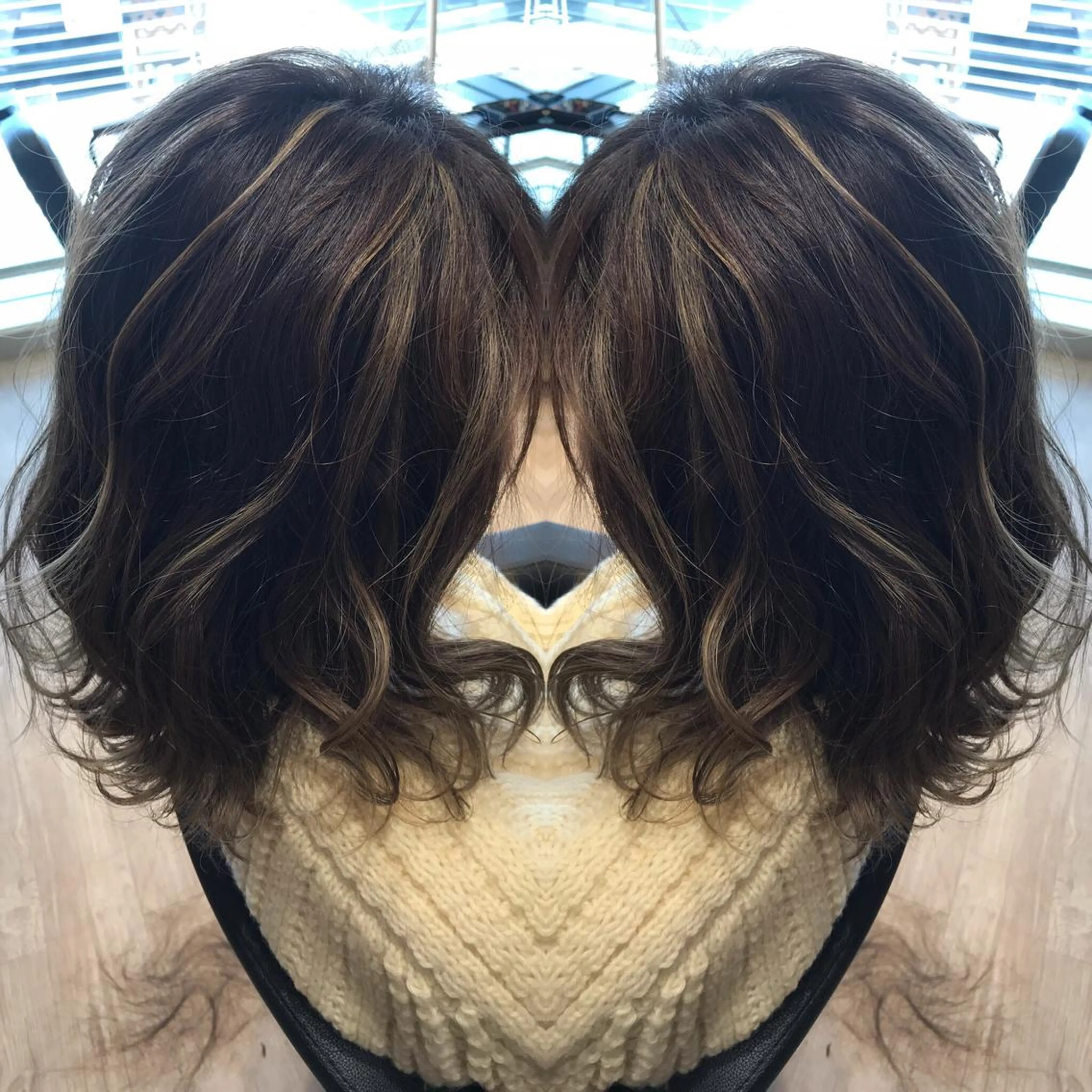 ミディアム ハイライト ヘアカラー 大久保 隆蔵のヘアスタイル