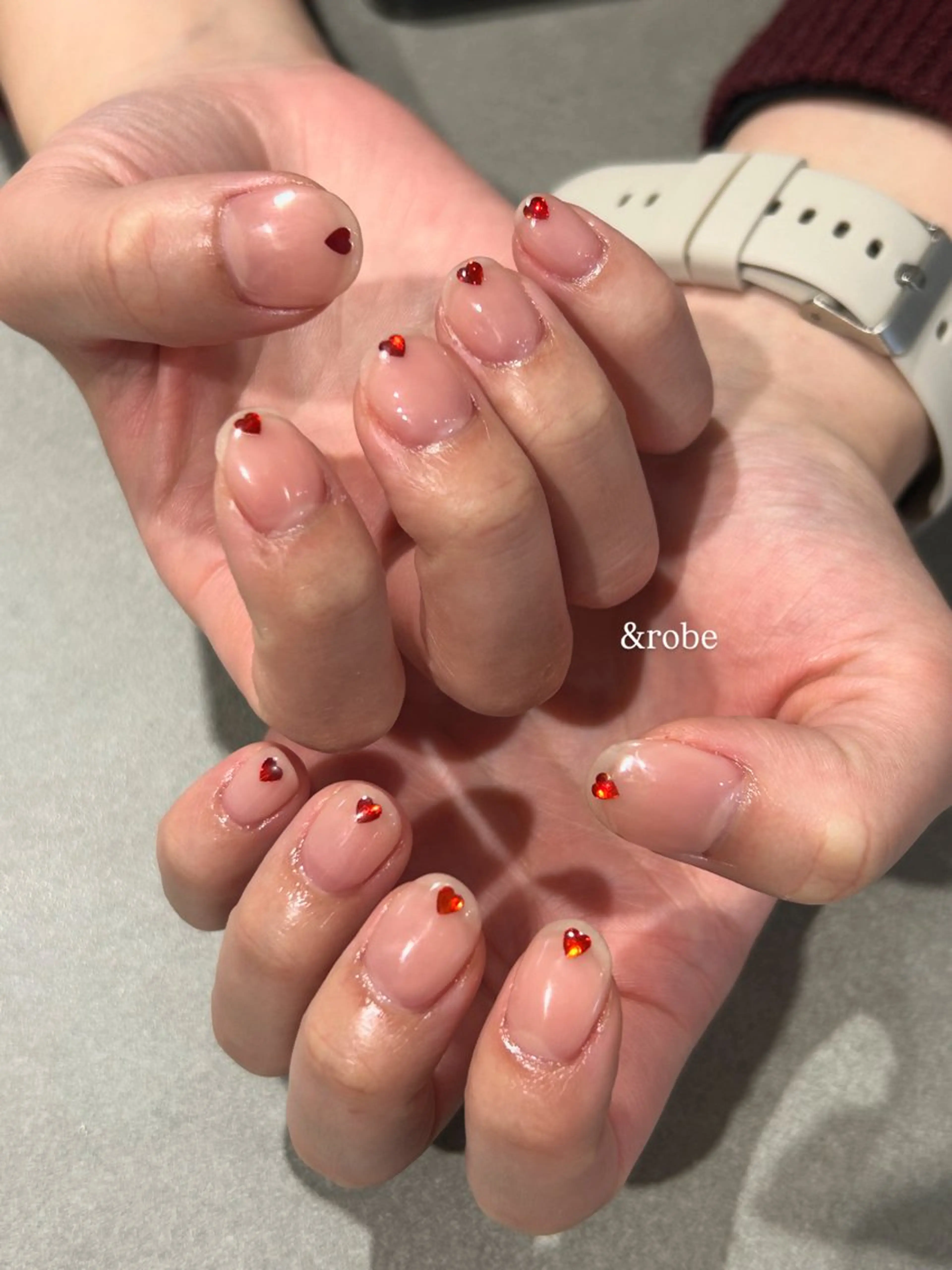 ネイル ハート ワンカラーネイル &robe Nana🫧のネイルデザイン