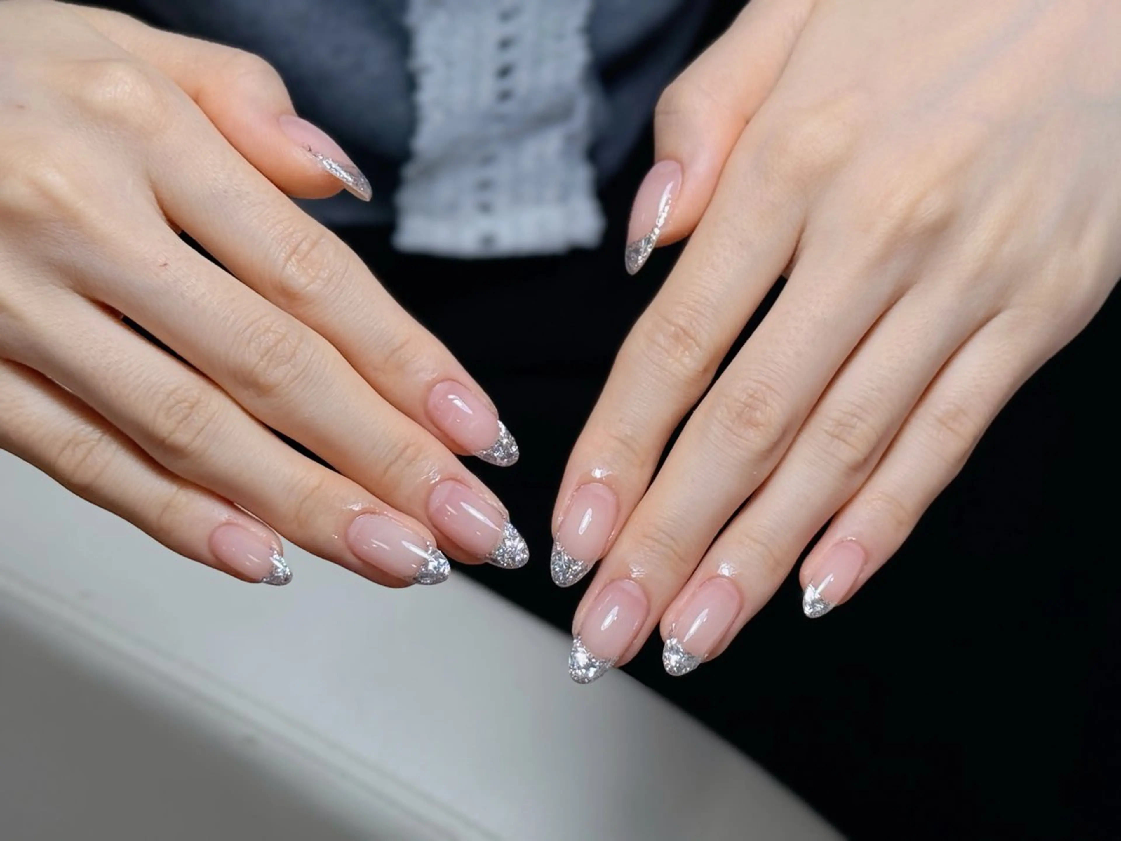 ネイル アートネイル オーロラネイル チークネイル フレンチネイル ガラスフレンチ ハンドネイル 🎀YooLi Nail salonのネイルデザイン