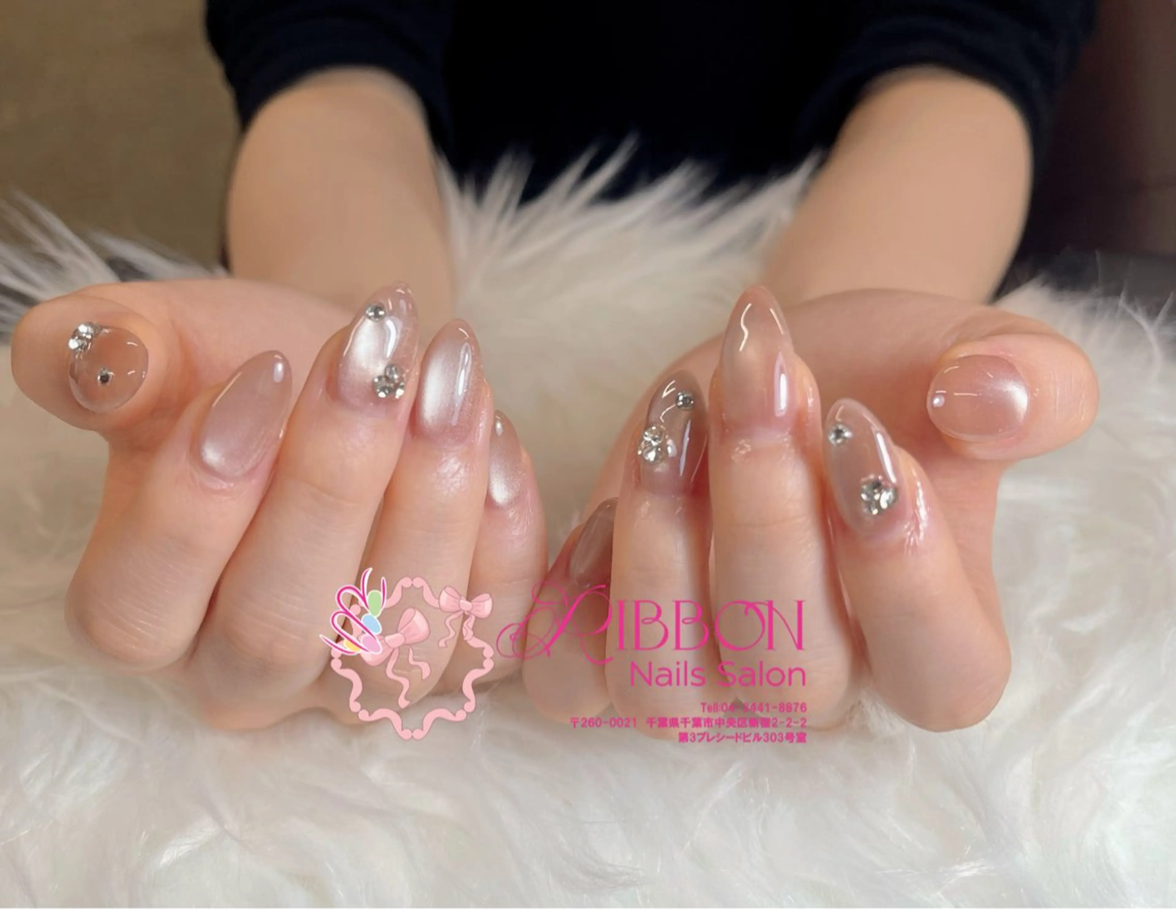 ネイル フレンチネイル ジェルネイル マグネットネイル 持ち込み ニュアンスネイル Ribbonnail salonのネイルデザイン