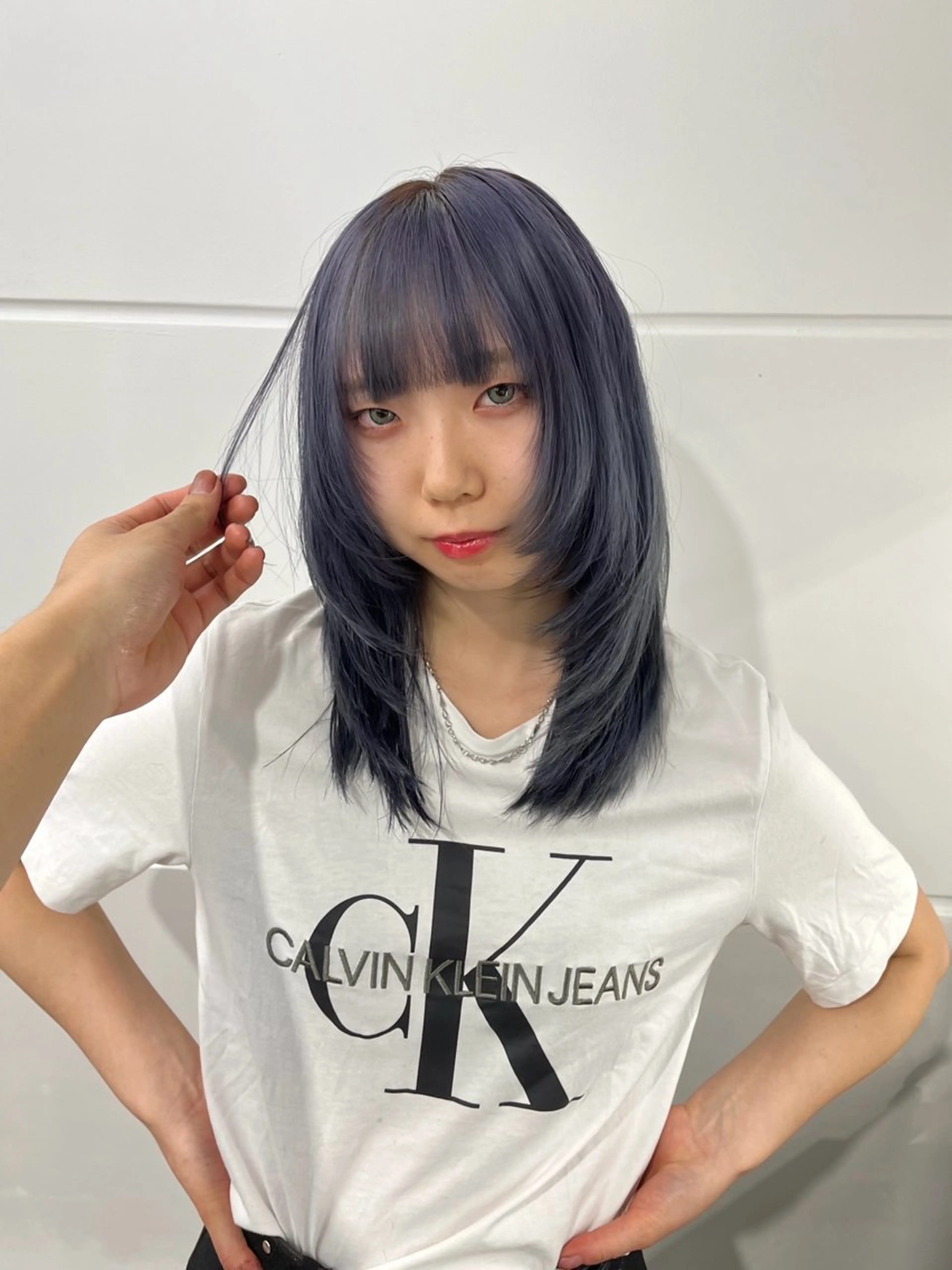 ミディアム カラー レイヤーカット 縮毛矯正/ハイトーン /パーマ/せき🧸のヘアスタイル