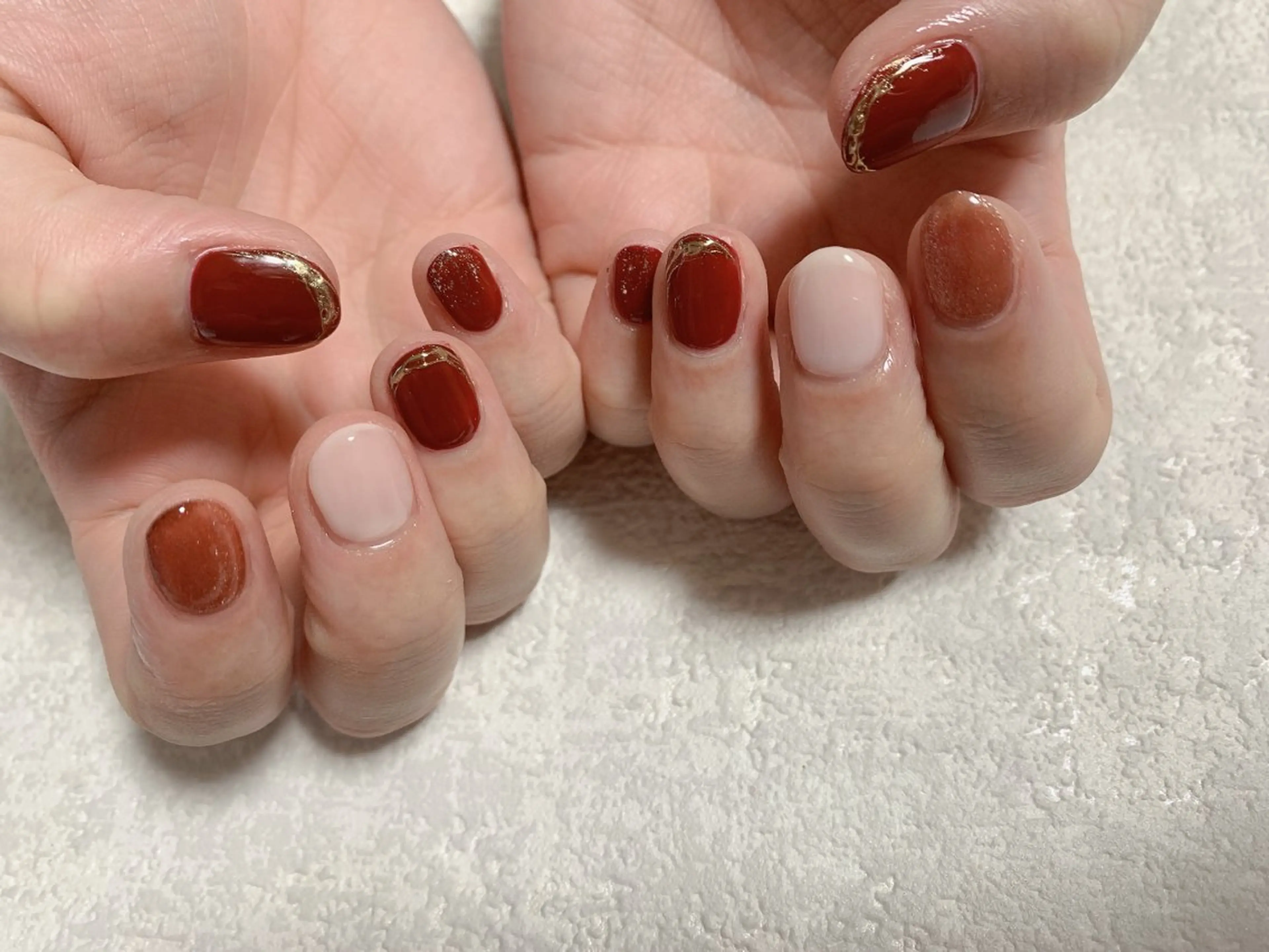 ネイル ボルドー ジェルネイル 韓国ネイル メンズネイル ミラーネイル kiki nail たまプラーザのネイルデザイン