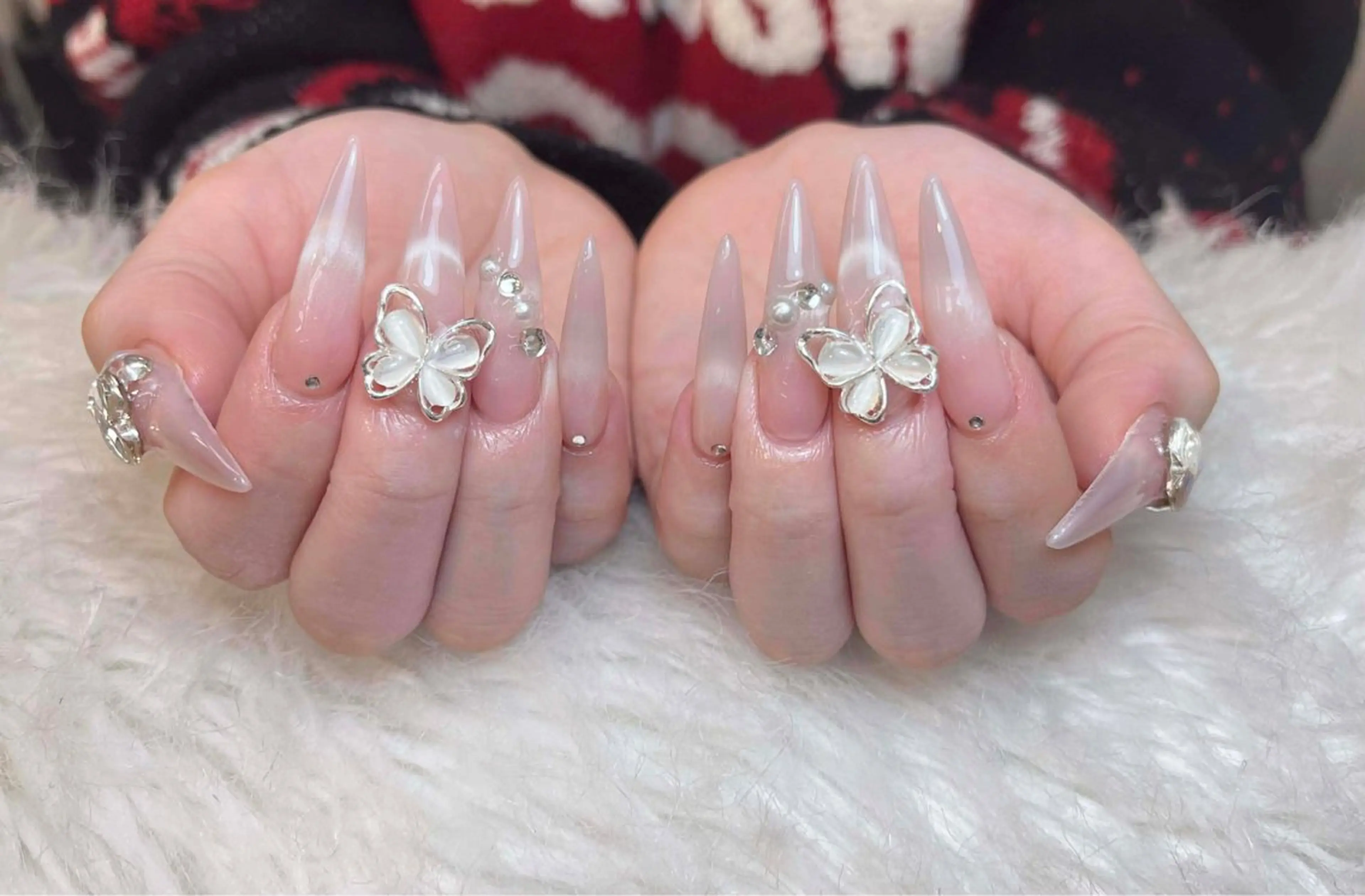 ネイル フレンチネイル ジェルネイル ガーリー 韓国ネイル ロングネイル ハンドネイル NieNail Nezukoのネイルデザイン
