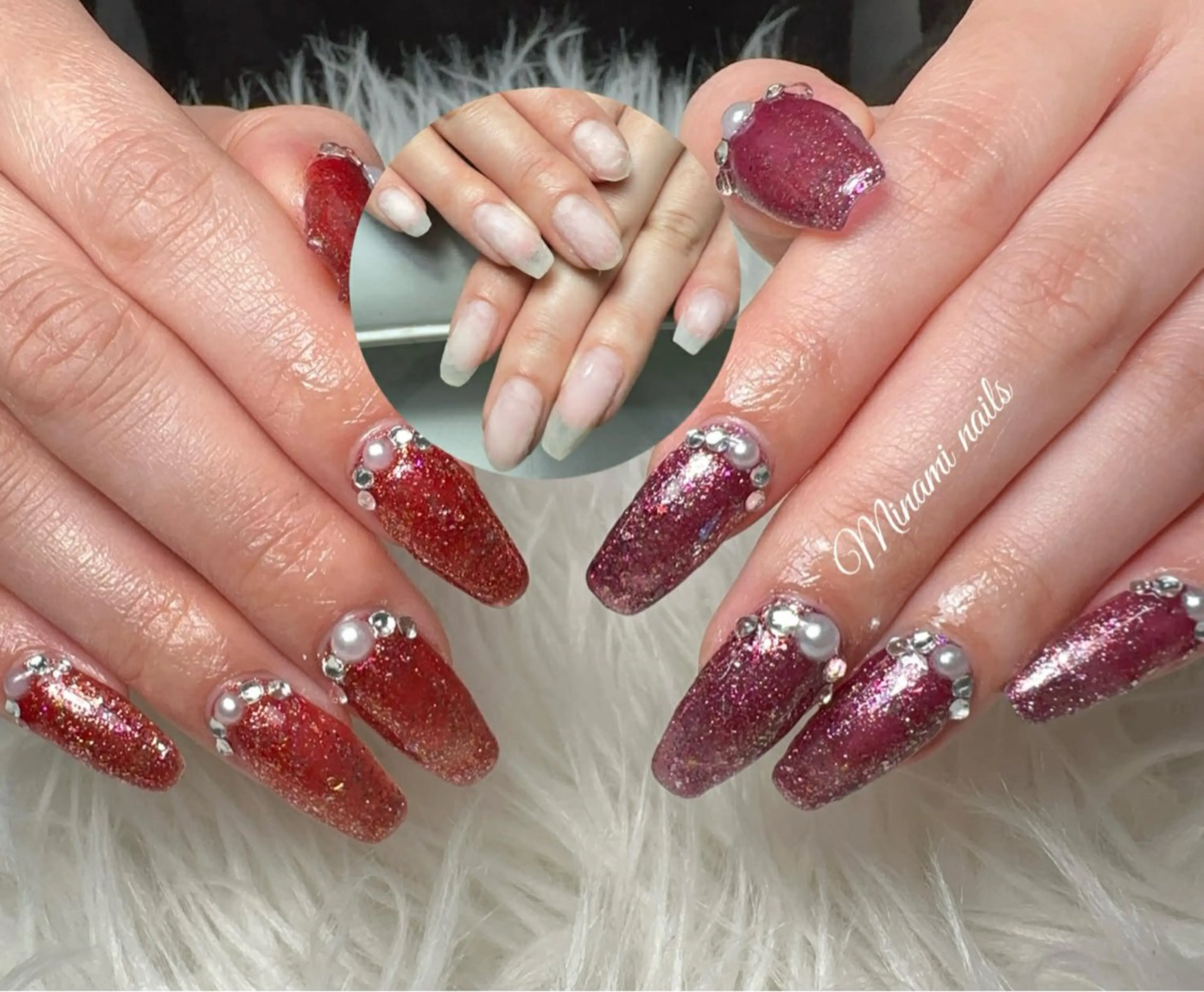 ネイル アートネイル オーロラネイル ガーリー キラキラネイル 韓国ネイル ハンドネイル Minami Nailsのネイルデザイン