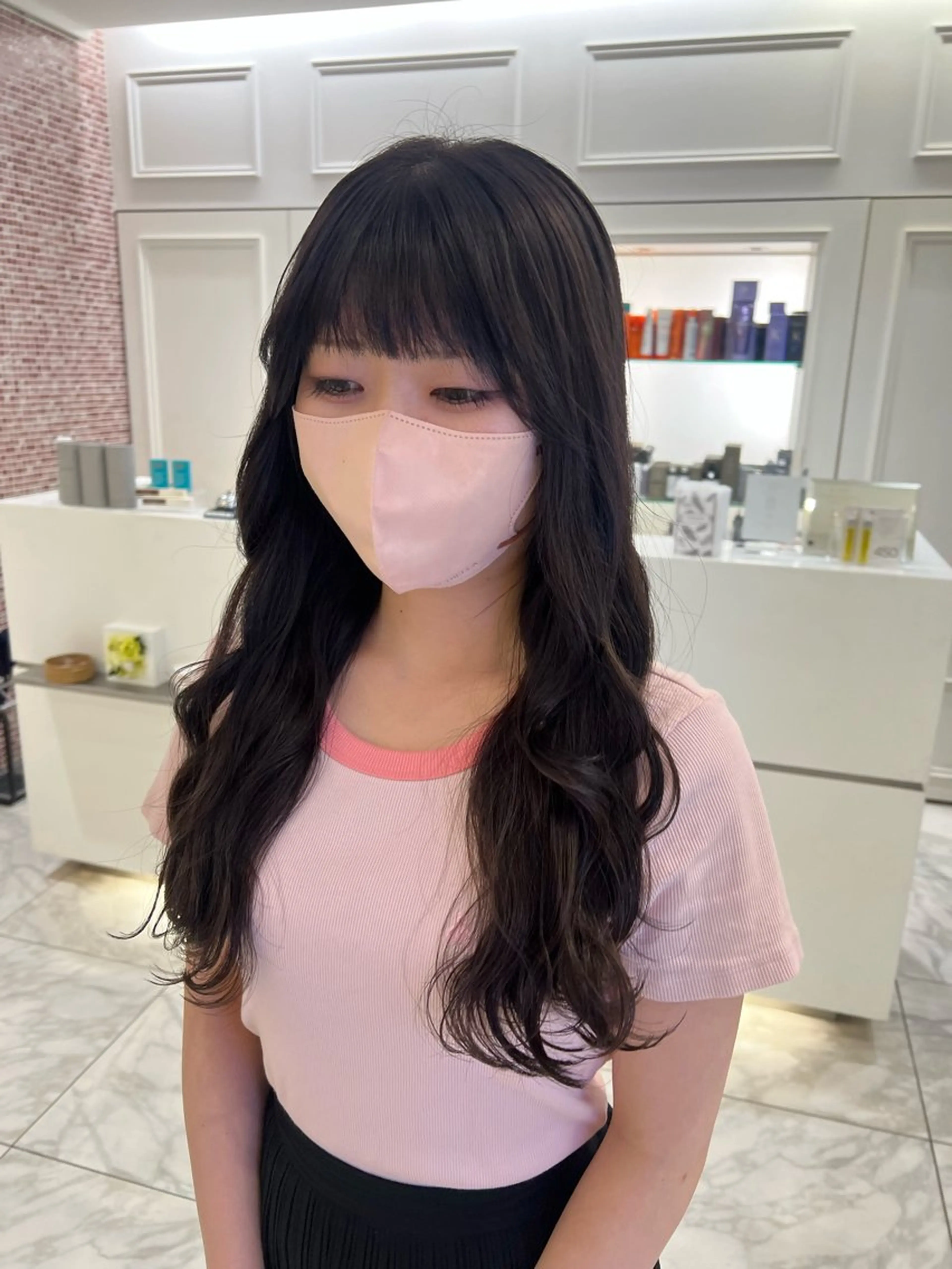 セミロング カラー ヘアアレンジ ヘアカラー 顔周り/透明感/銀座 🩵りのせのヘアスタイル