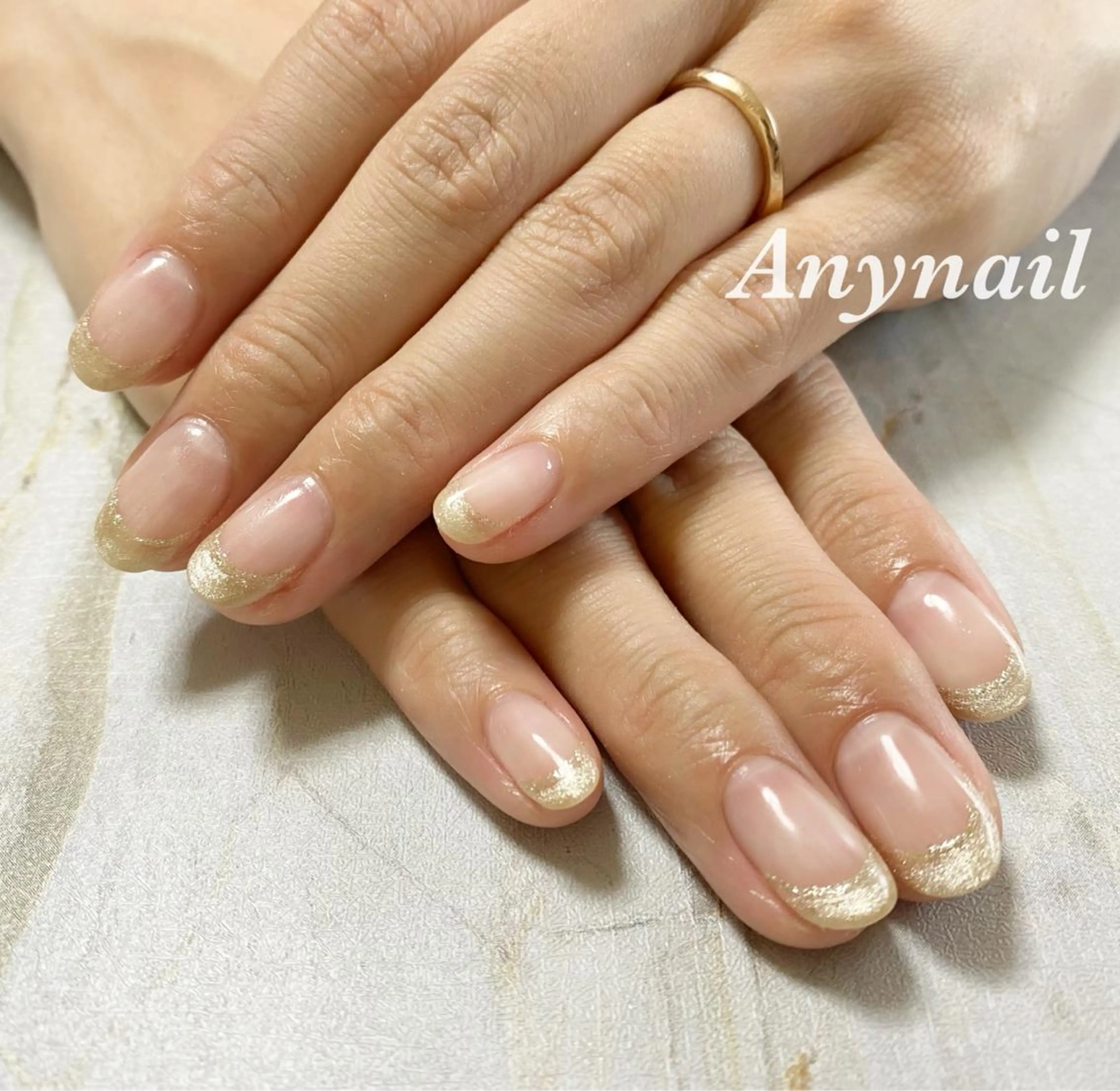 ネイル ブルー フレンチネイル キラキラネイル マグネットネイル マグネットフレンチ ハンドネイル 岩澤 恵子のネイルデザイン