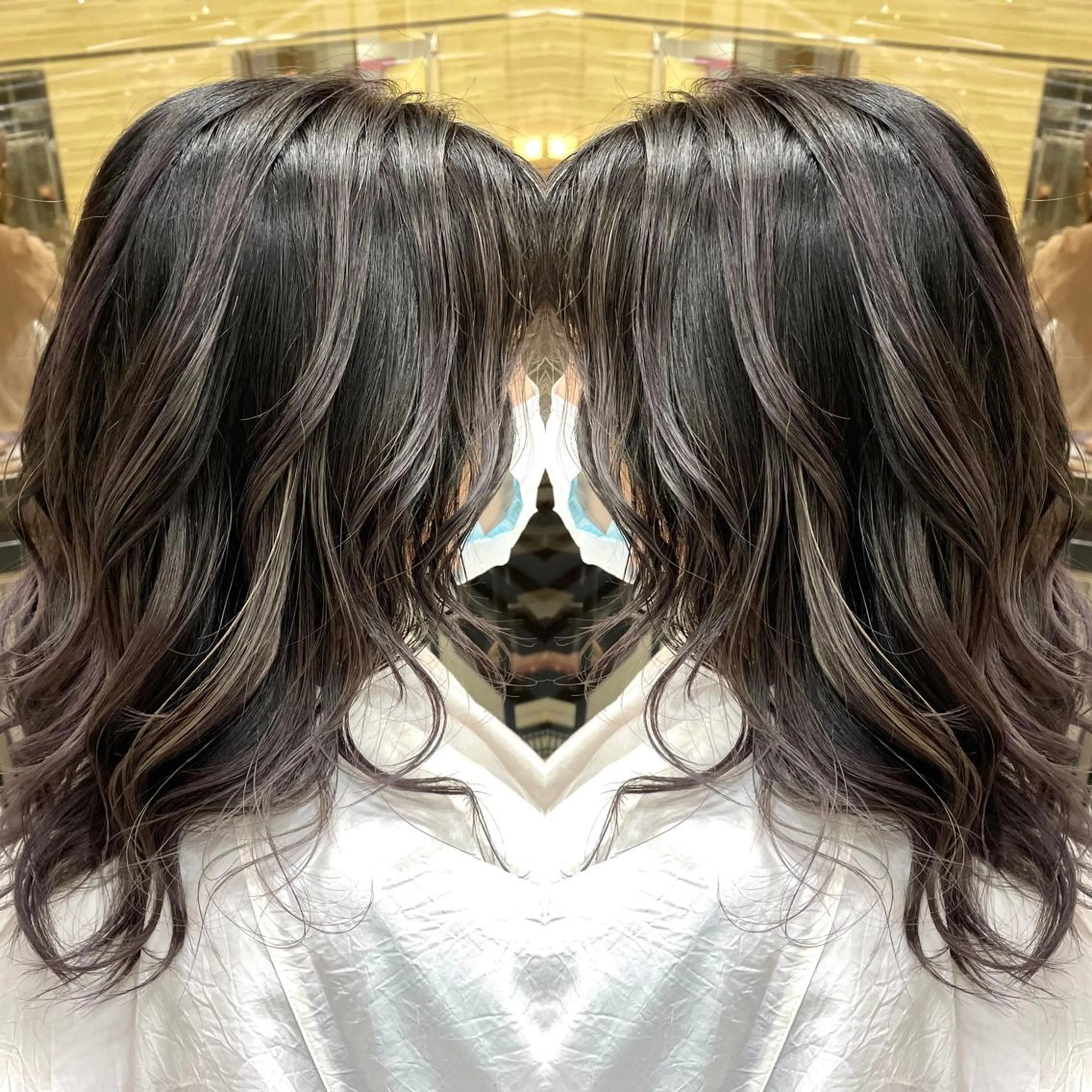 ミディアム カラー カット ヘアカラー トリートメント 縮毛/レイヤー 韓国/橋口のヘアスタイル