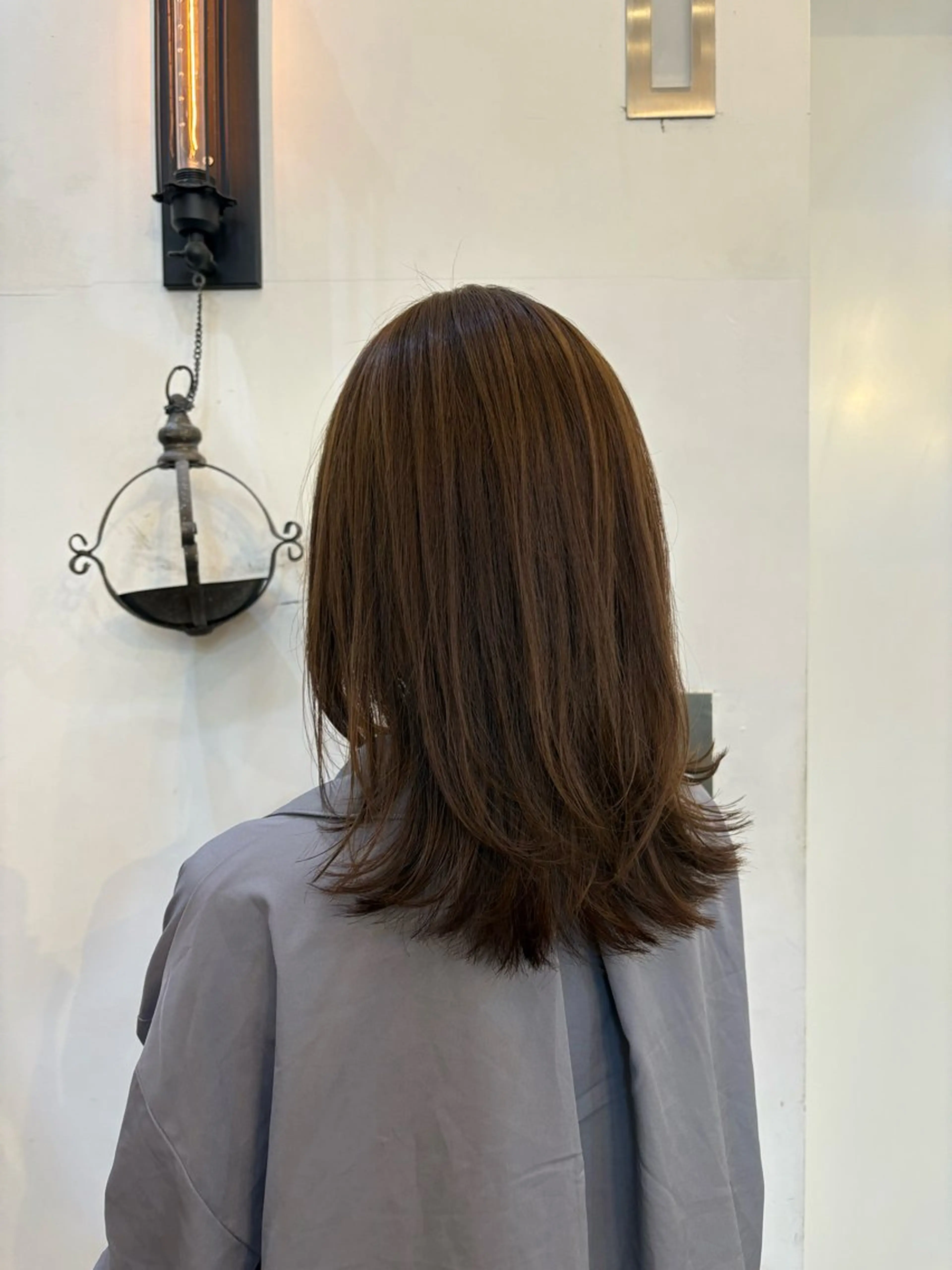 セミロング カラー ベージュカラー くびれヘア 似合わせカット‪// 鶴我万唯華のヘアスタイル