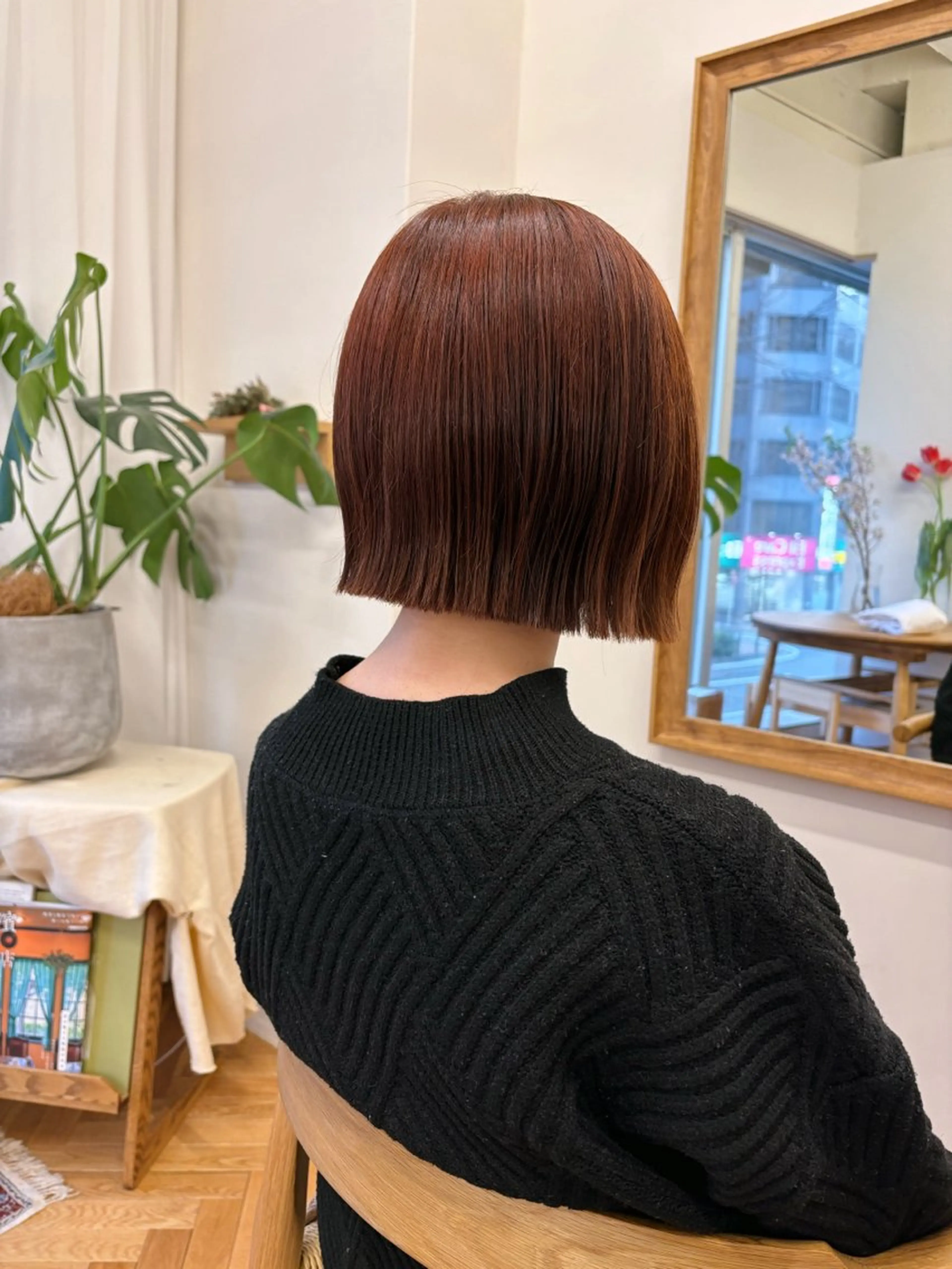 ショート カラー 切りっぱなしボブ ブリーチ ブラウンカラー ブリーチなしカラー オレンジ カット 西山 紗耶香🪽 透明感カラー/ボブのヘアスタイル