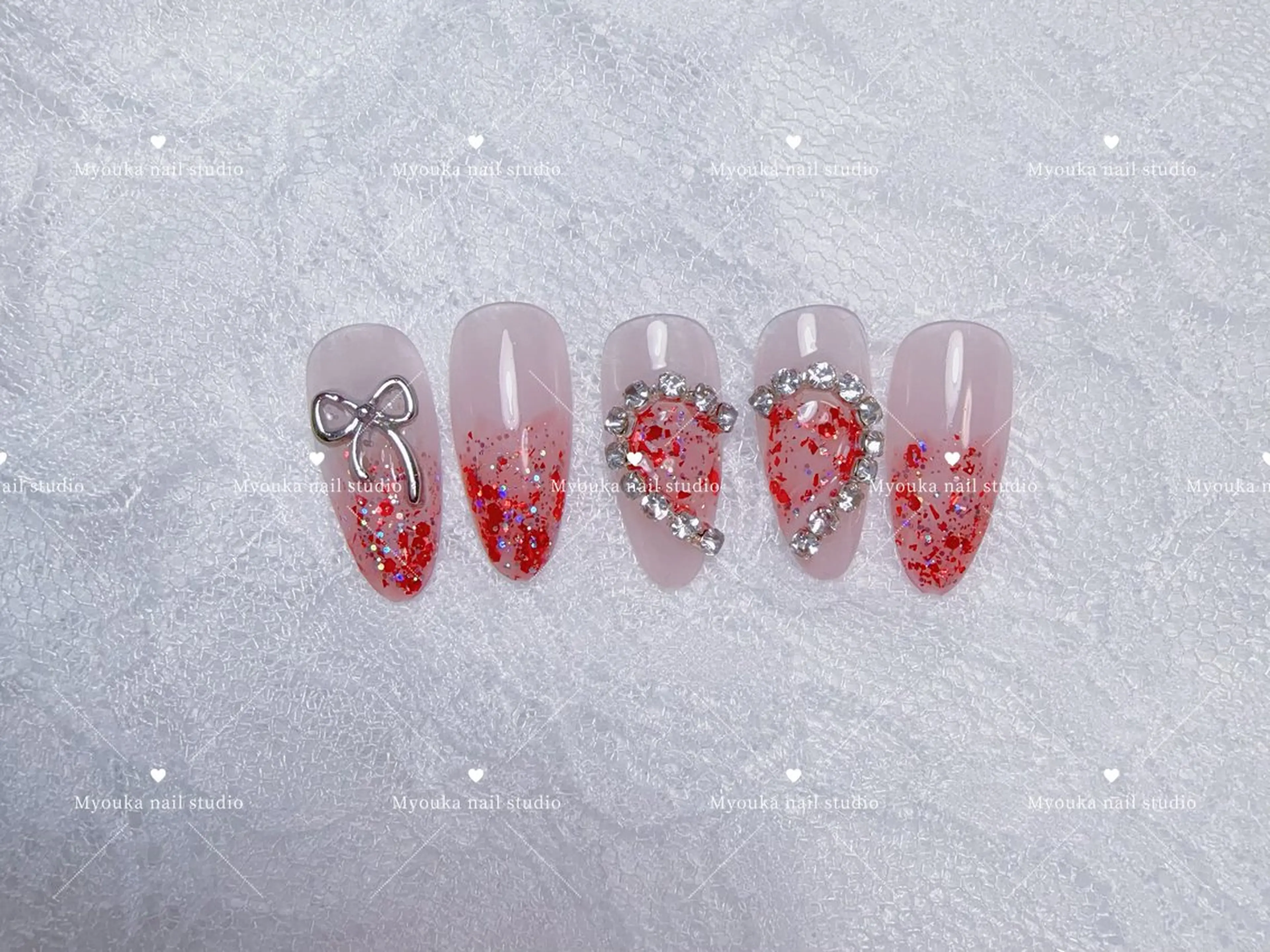 ネイル チークネイル 長さ出し フットネイル ジェルネイル グラデーション ハンドネイル Myouka 板橋区大山駅前店のネイルデザイン