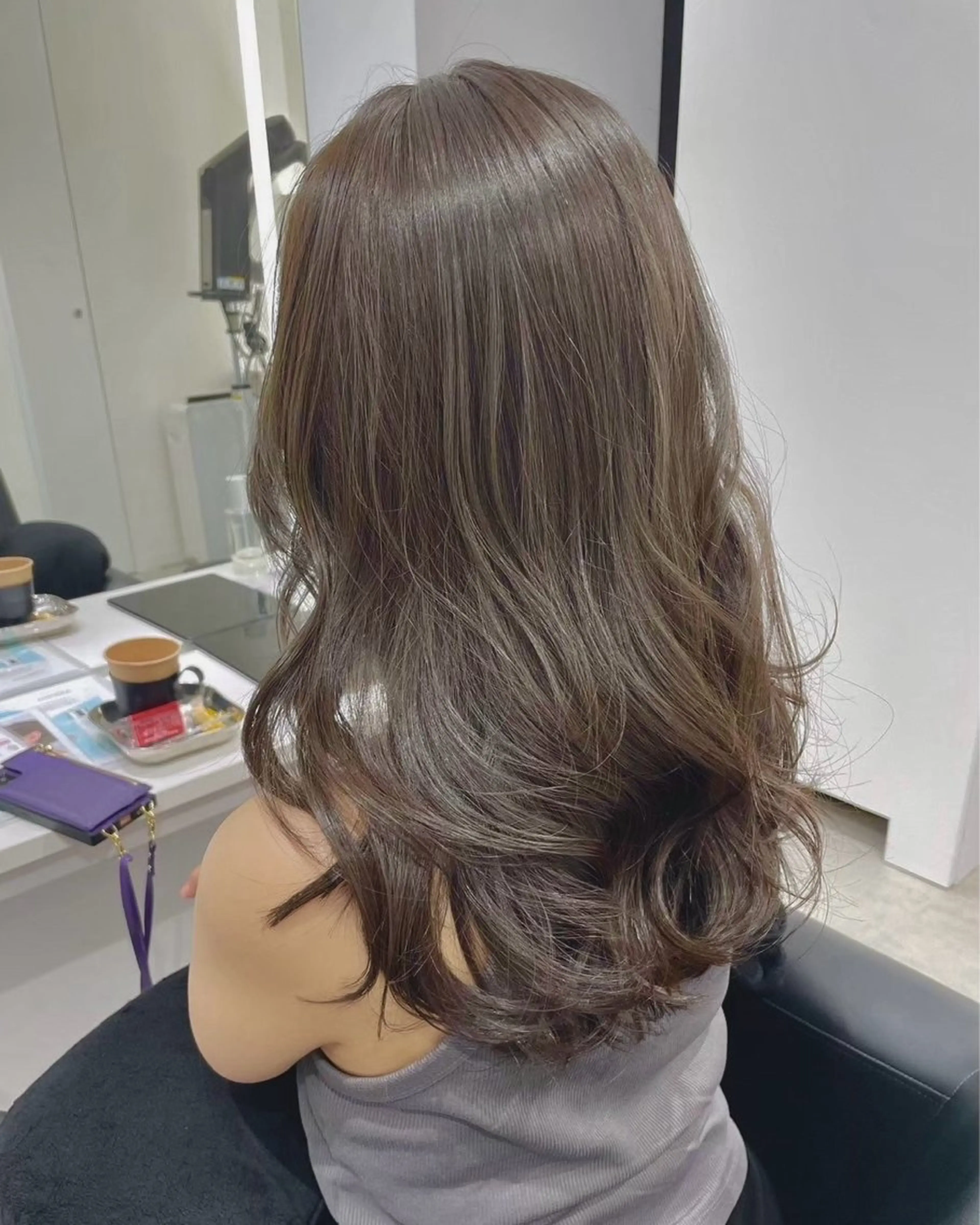 ロング カラー ヘアカラー トリートメント ヘアセット グレージュ/ベージュ /経堂/sana🌱のヘアスタイル