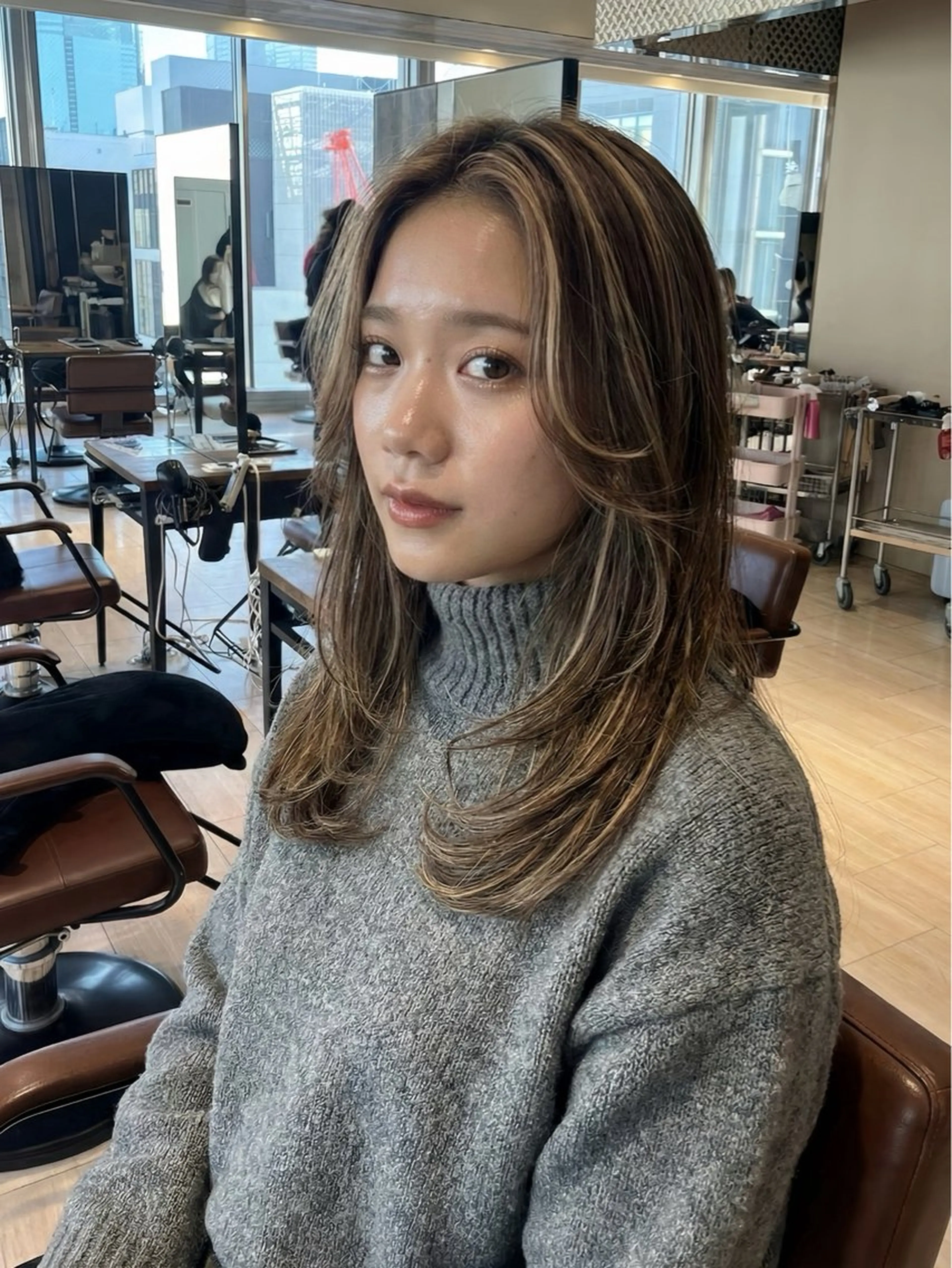 ロング カラー カット ヘアカラー トリートメント SHION/銀座 まとまるカット🩵のヘアスタイル