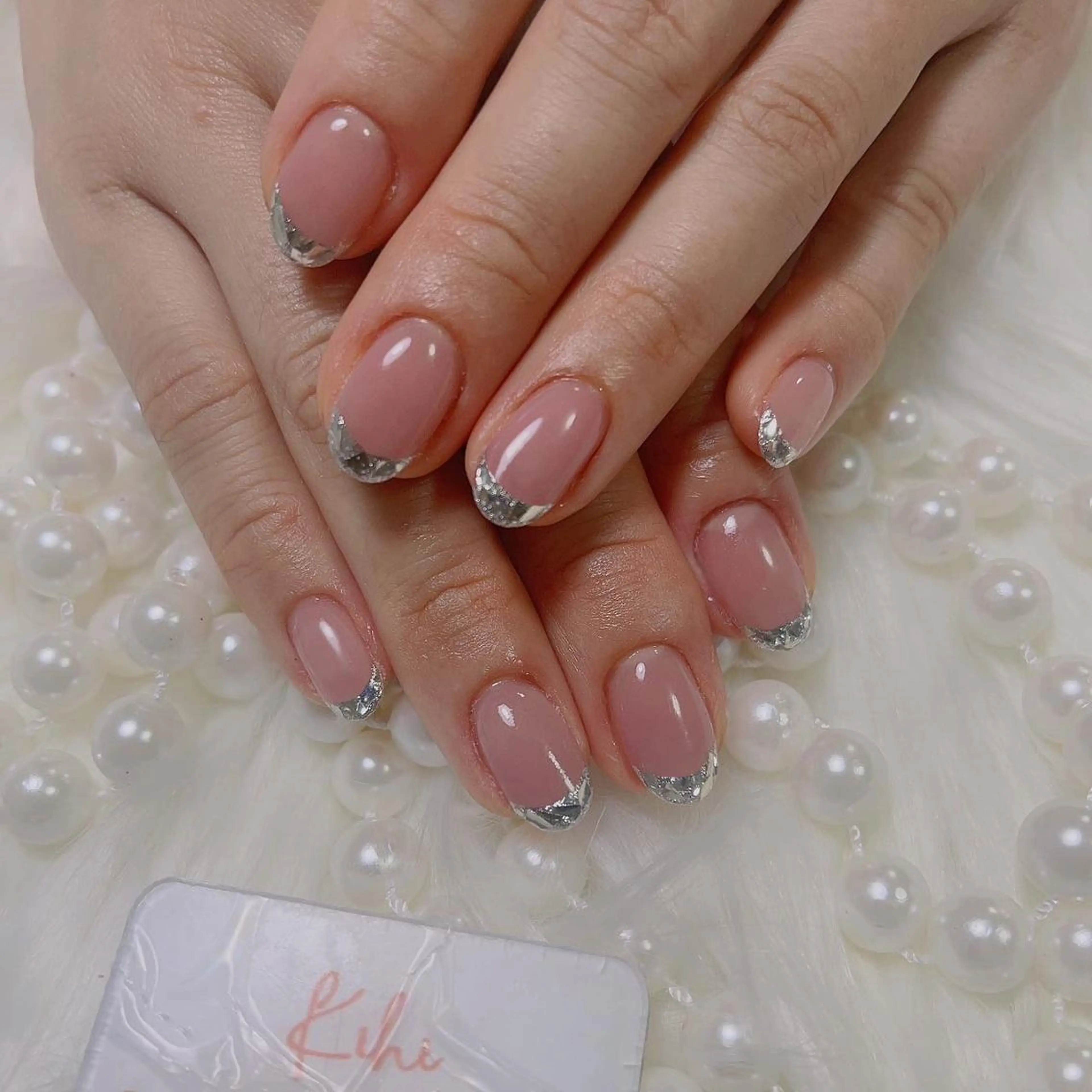 ネイル フレンチネイル ガラスフレンチ マグネットネイル マグネットフレンチ ミラーネイル ハンドネイル 福島 みきのネイルデザイン