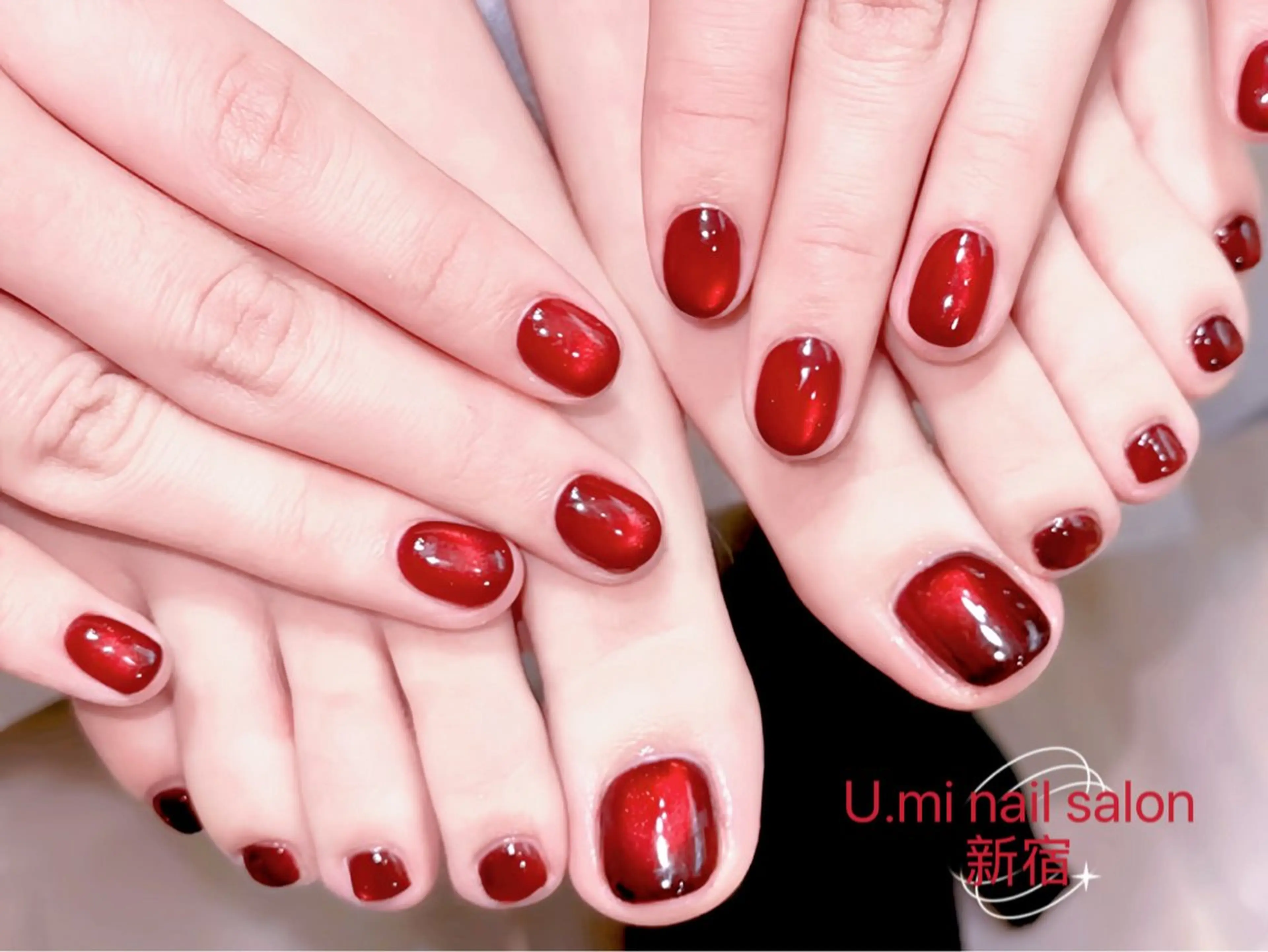 ネイル ボルドー チークネイル 長さ出し フレンチネイル ジェルネイル ハンドネイル UMI ネイルサロン新宿🎀のネイルデザイン