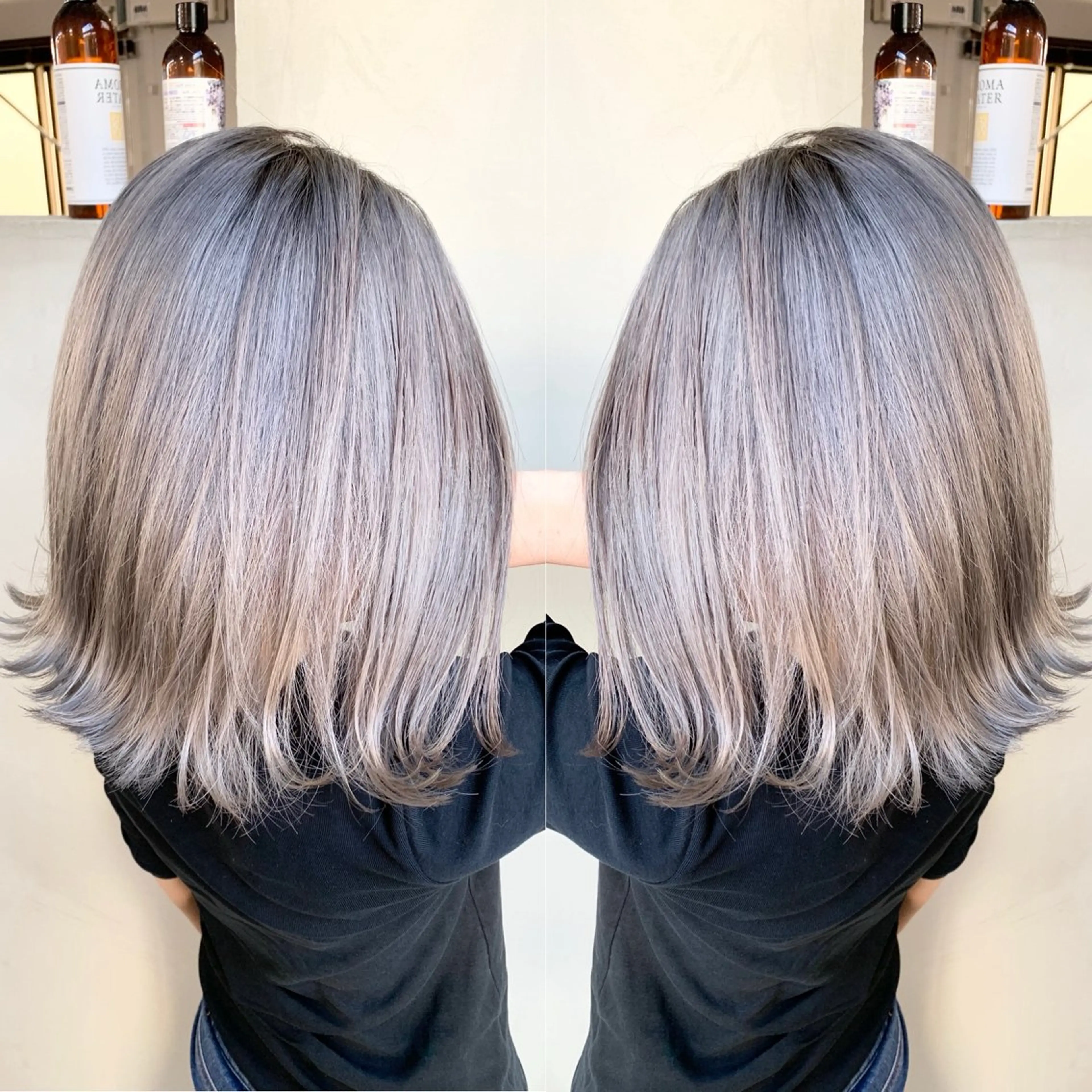 ミディアム ならざきつぐみ /天王寺/ハイトーンのヘアスタイル