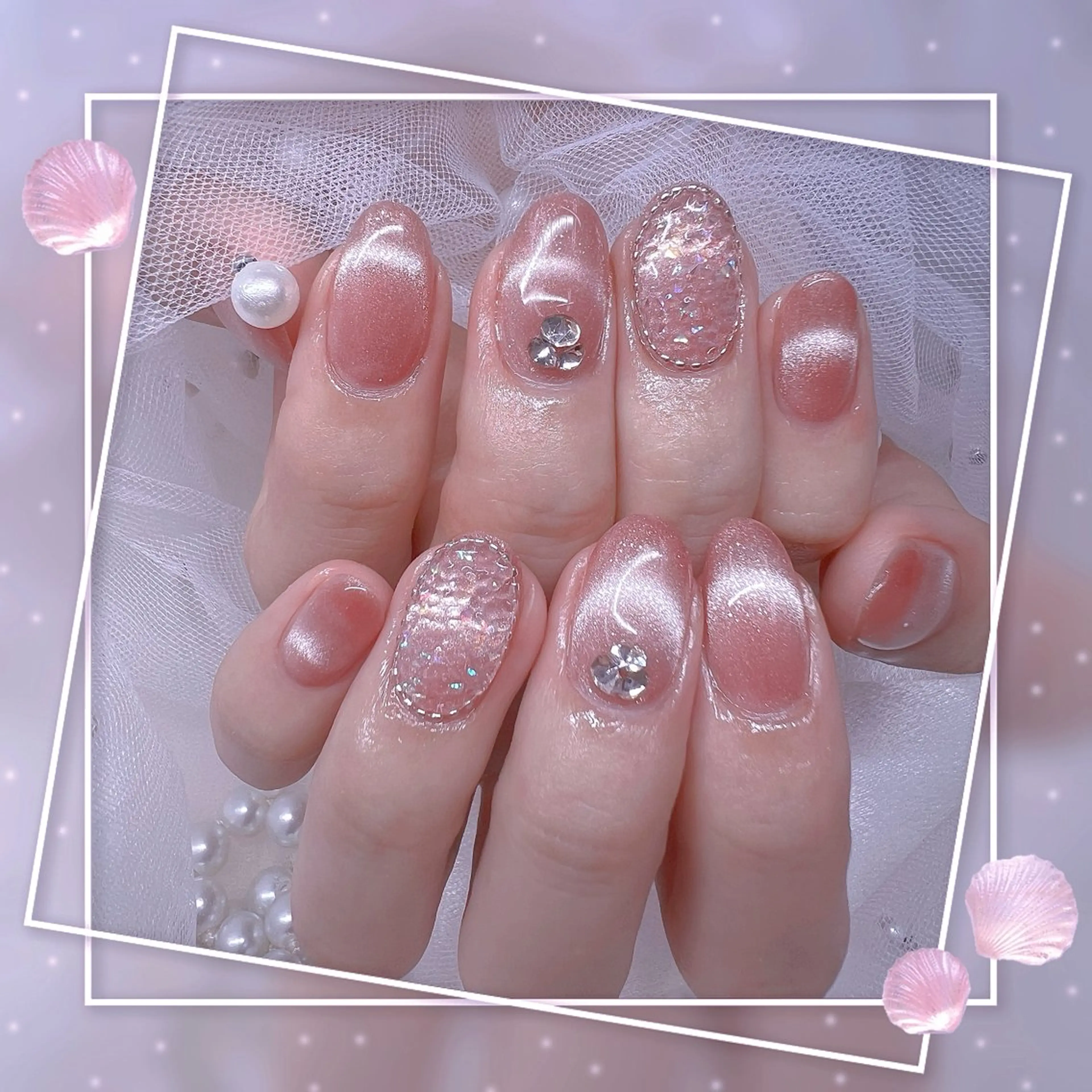 ネイル チークネイル フレンチネイル グラデーション マグネットネイル マグネットフレンチ Chill Nailsalonのネイルデザイン