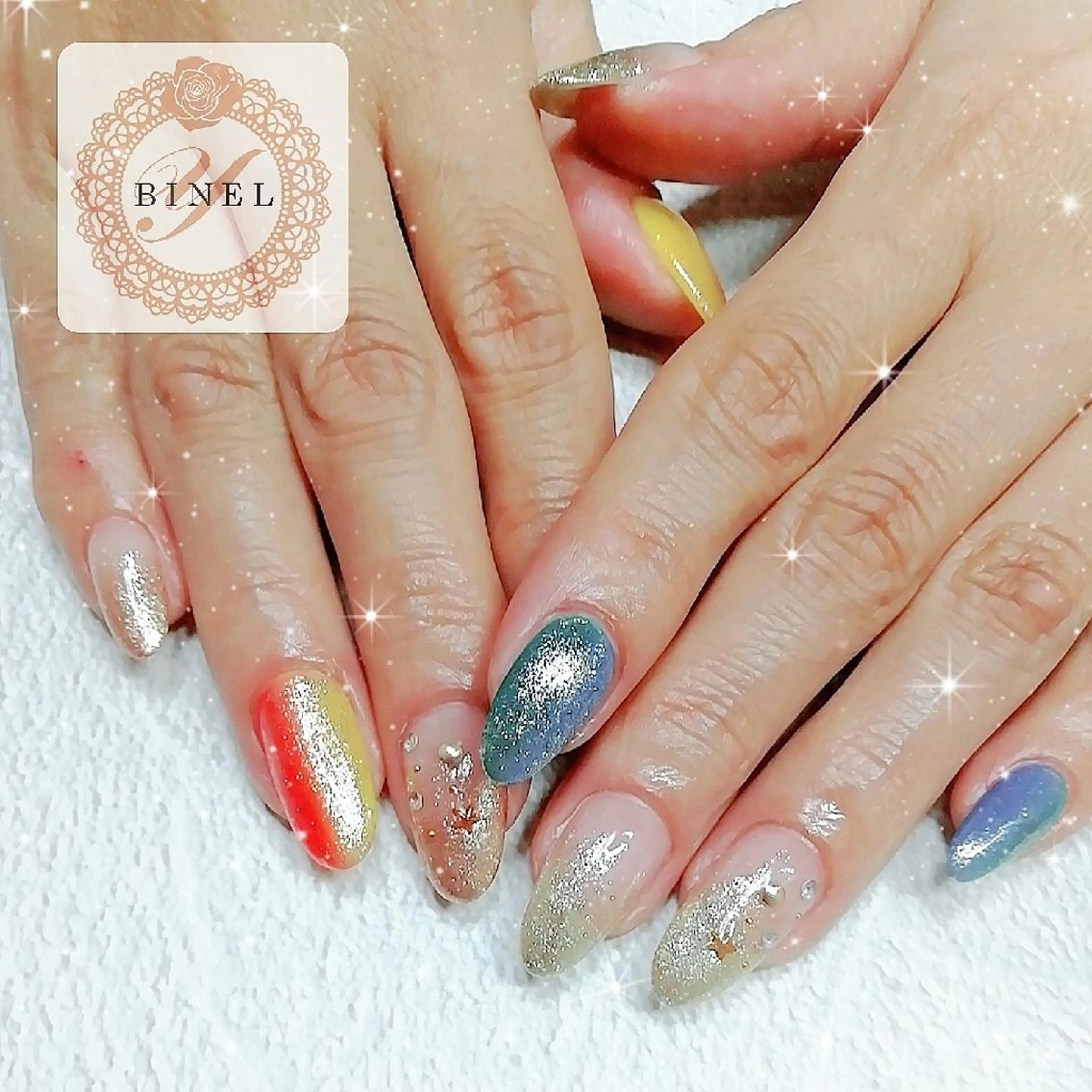 ネイル グラデーション ラメ(グリッター) ラメグラデーション ハンドネイル Nail Salon Y.BINELのネイルデザイン