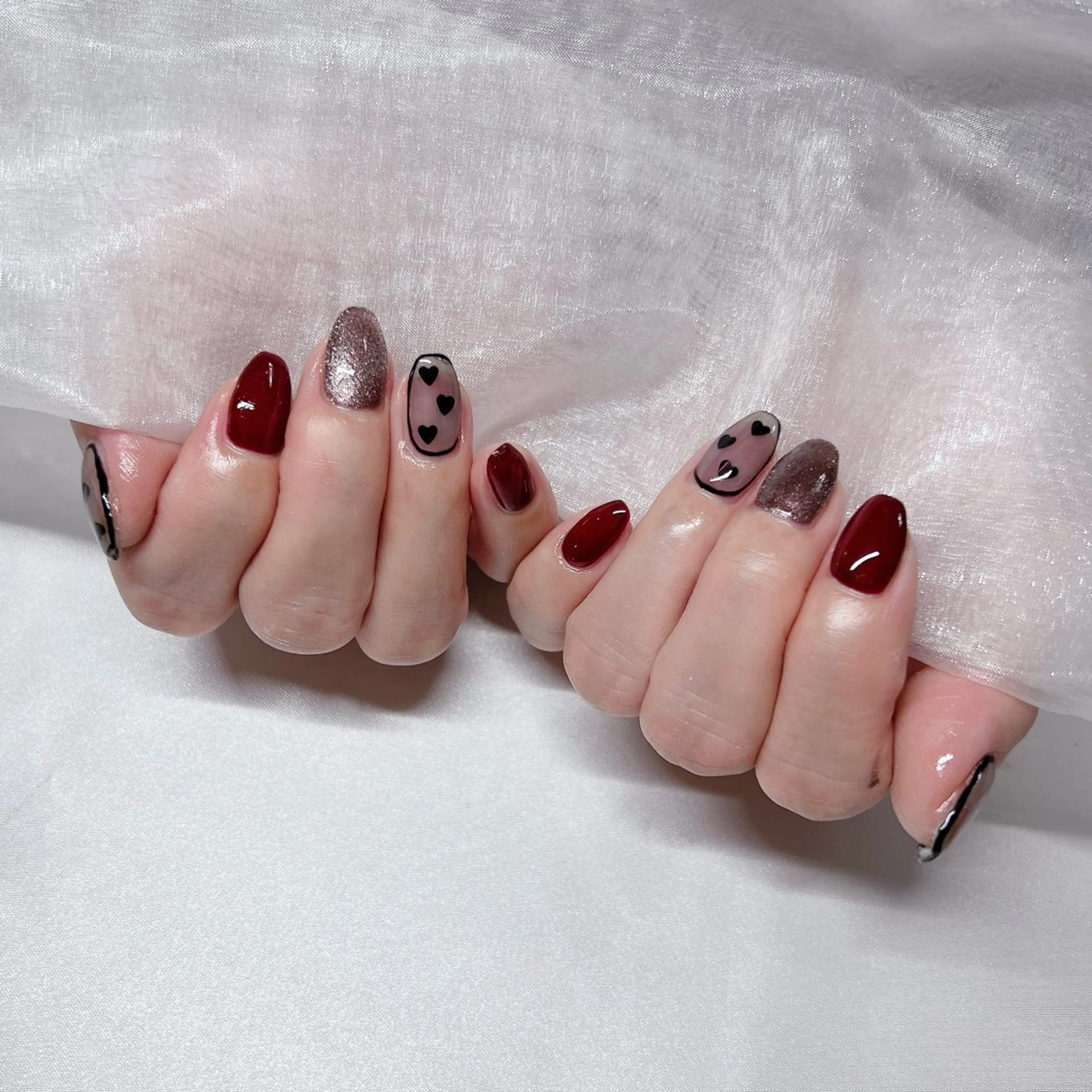 ネイル ジェルネイル 韓国ネイル ラメ(グリッター) マグネットネイル 持ち込み ハンドネイル nail salon Rewardのネイルデザイン
