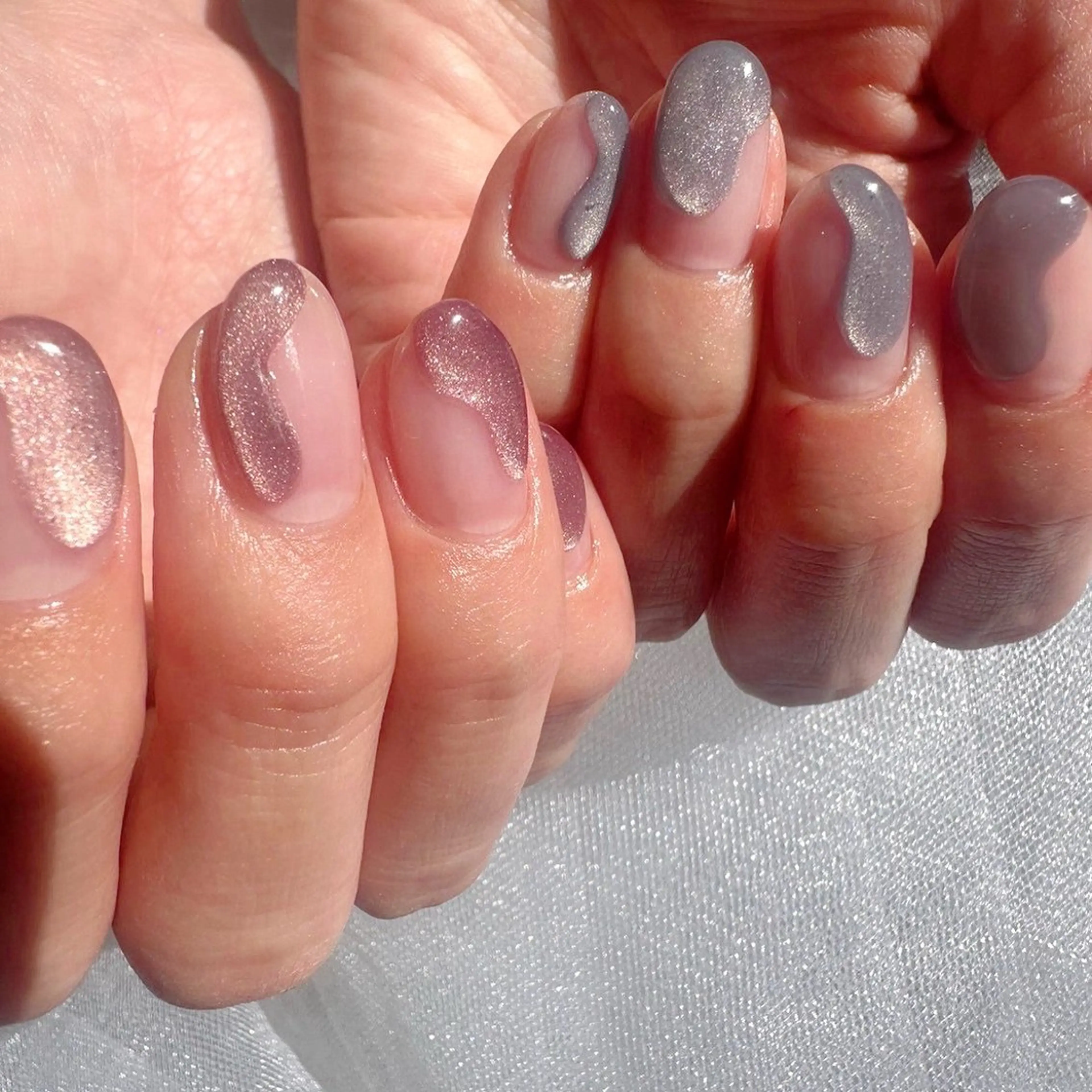 ネイル ブルー 氷ネイル・うるうるネイル 韓国ネイル マグネットネイル ピンク 🪞KAPE NAIL 🪞のネイルデザイン
