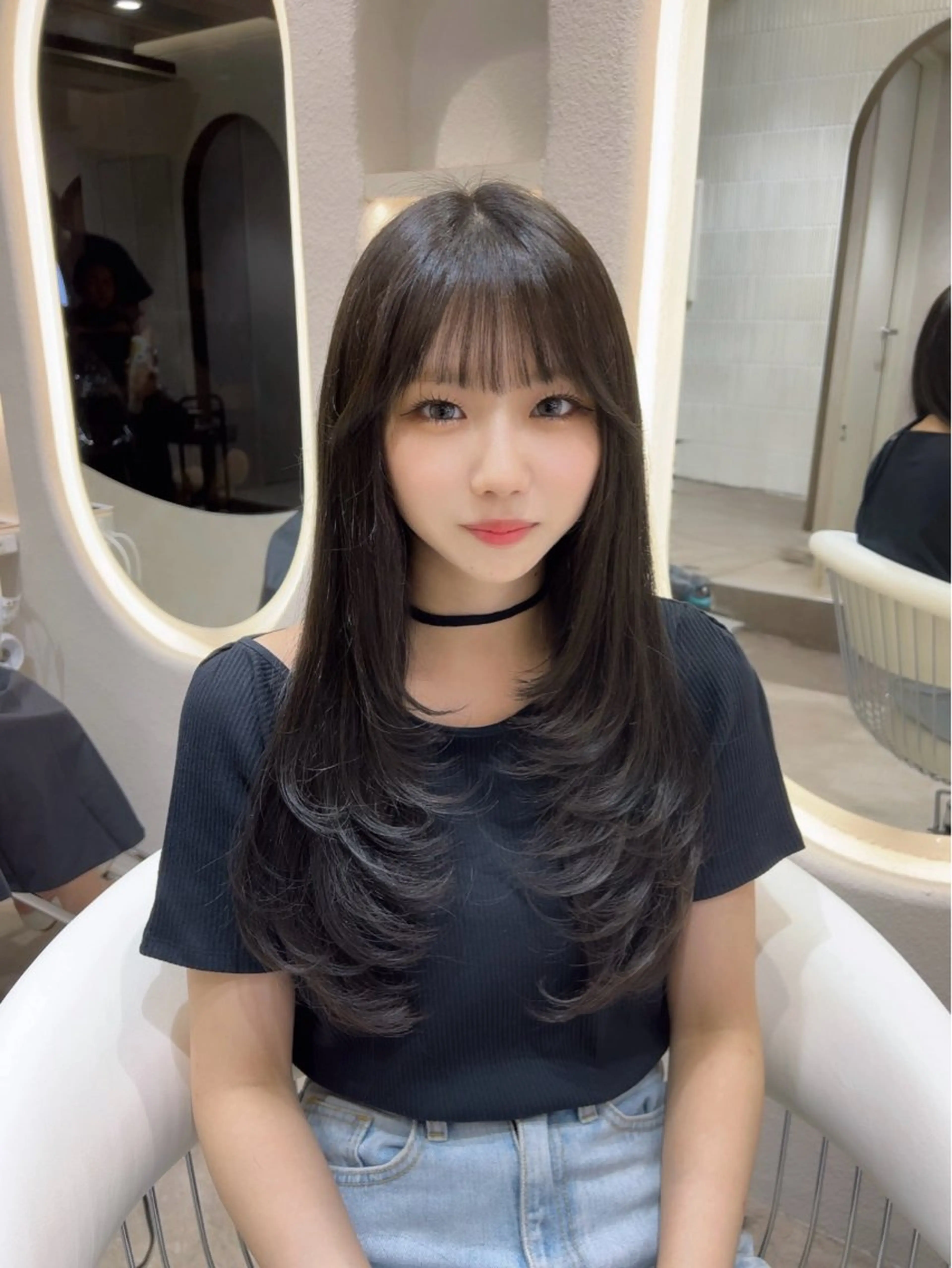 ロング レイヤーカット カット トリートメント 🩷韓国ヘア/ヨシン モリ🩷Maikaのヘアスタイル