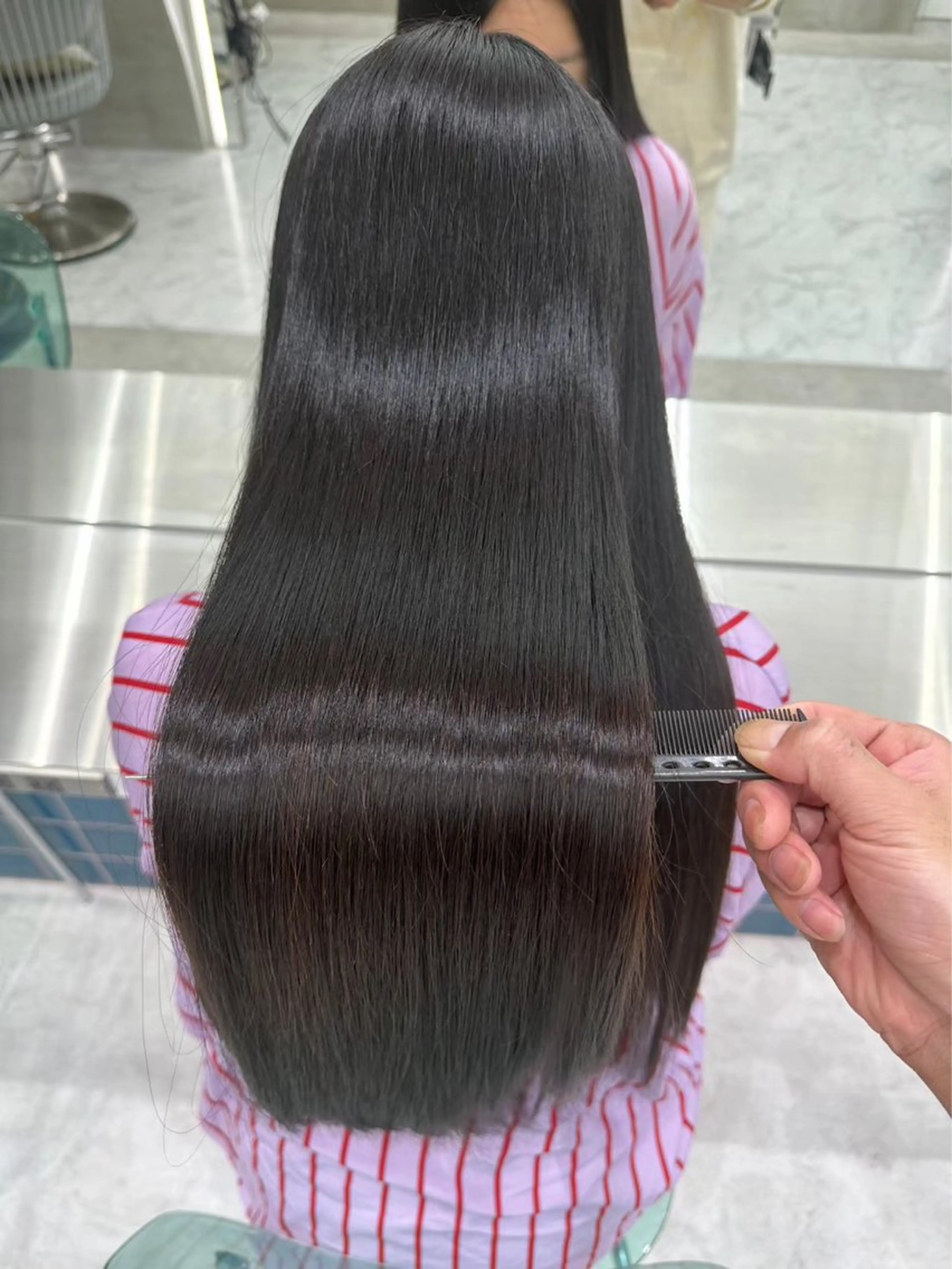 ロング 縮毛矯正 トリートメント 縮毛矯正 色気レイヤースタイル 洒落色気ヘアマサトのヘアスタイル