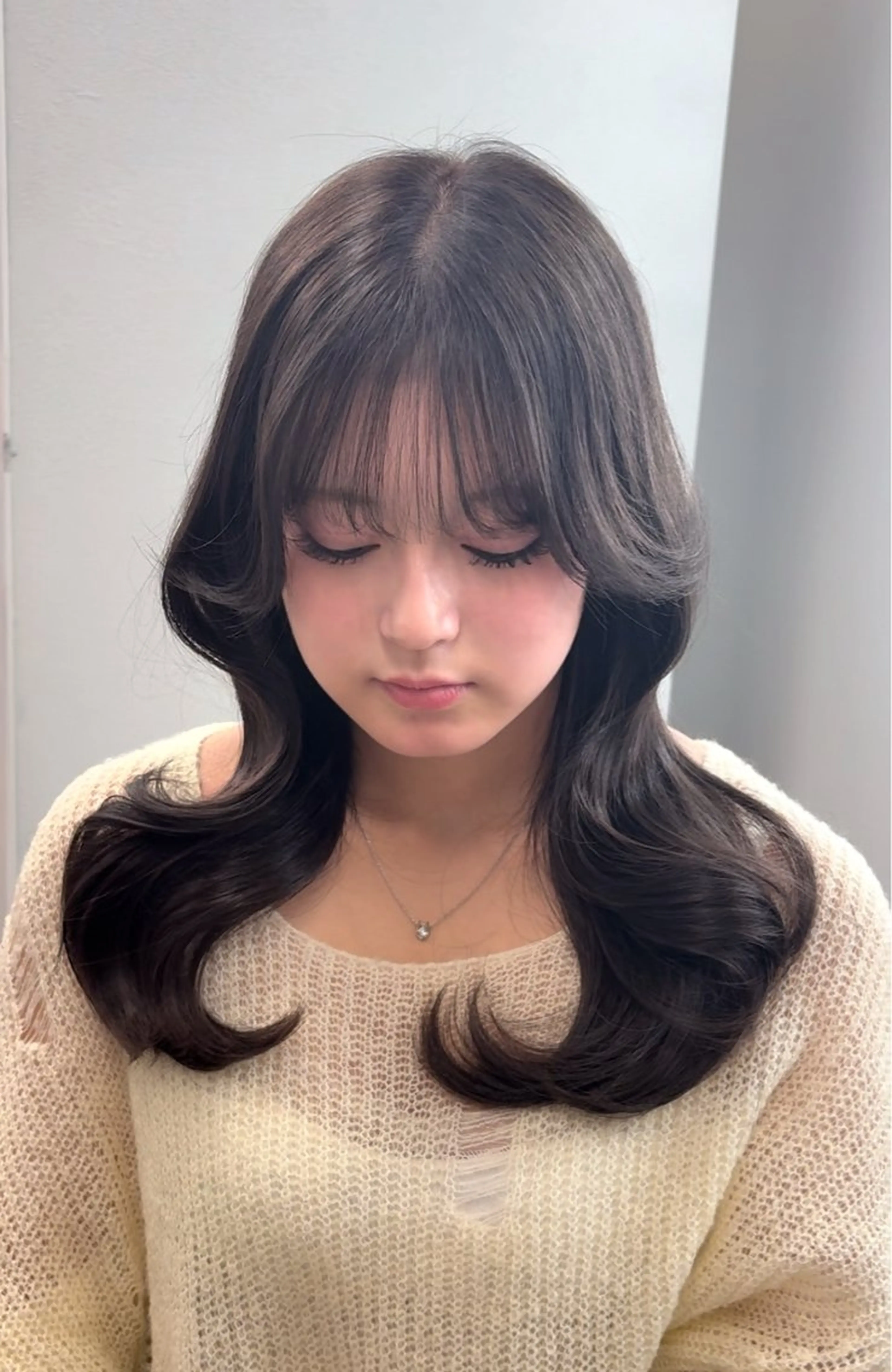 ロング カラー ブリーチ ヨシンモリ 韓国風ヘア レイヤーカット 縮毛矯正 髪質改善/レイヤー カット福澤　和嗣のヘアスタイル