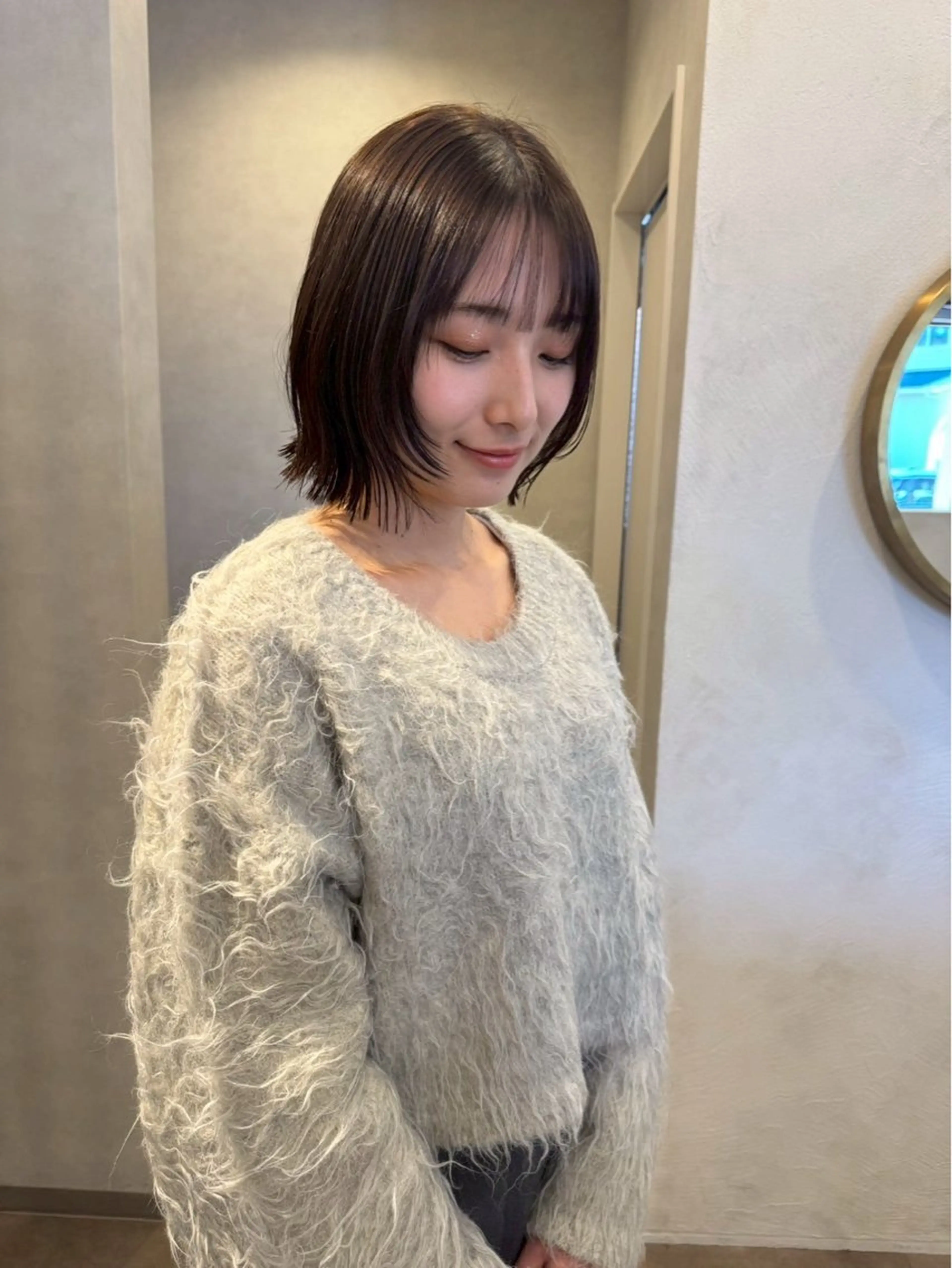 ショート カラー 顔まわりレイヤー 顔周りカット レイヤーカット カット リトルガーデン/ yuka🧁‎‎のヘアスタイル