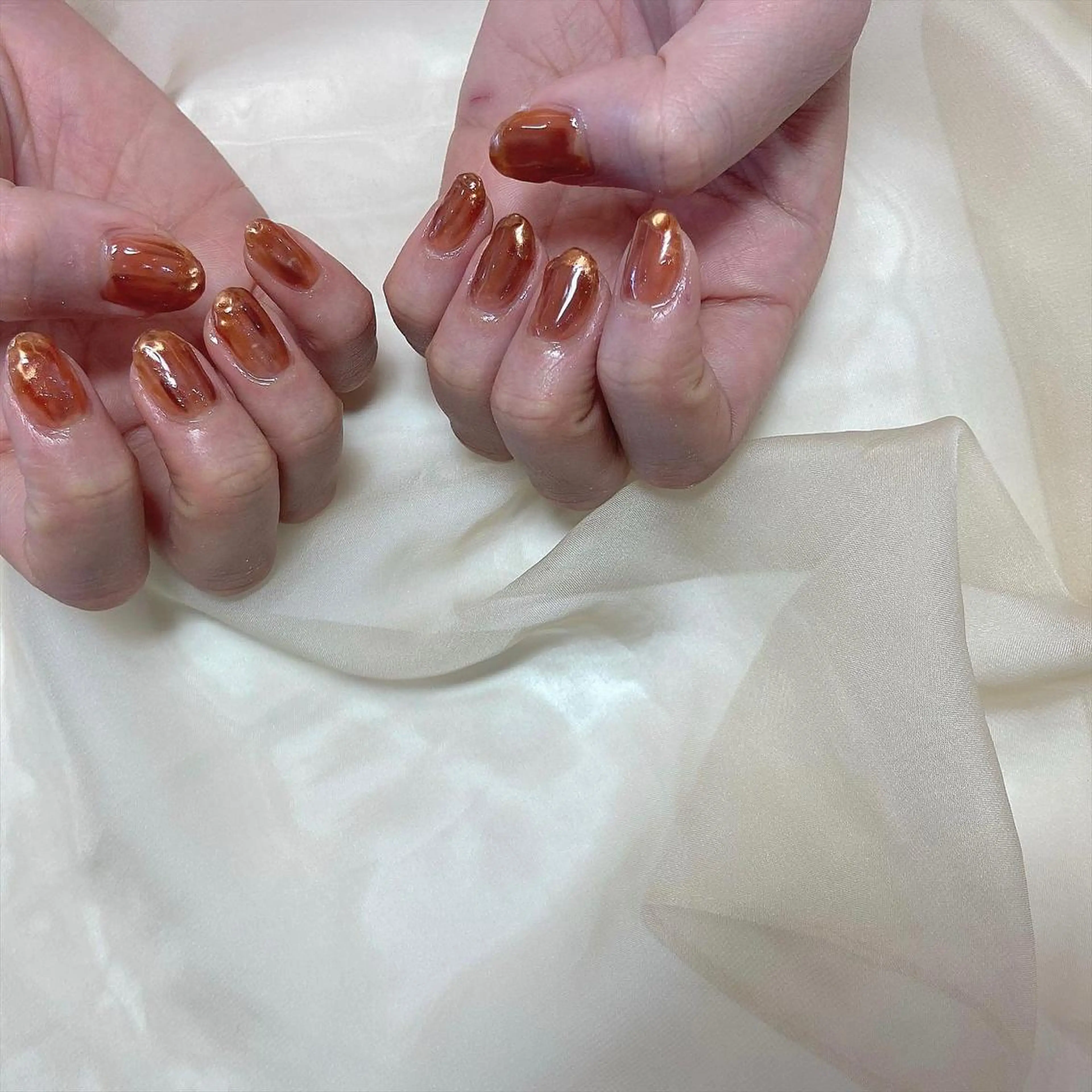 ネイル ブラウン オレンジ . .のネイルデザイン