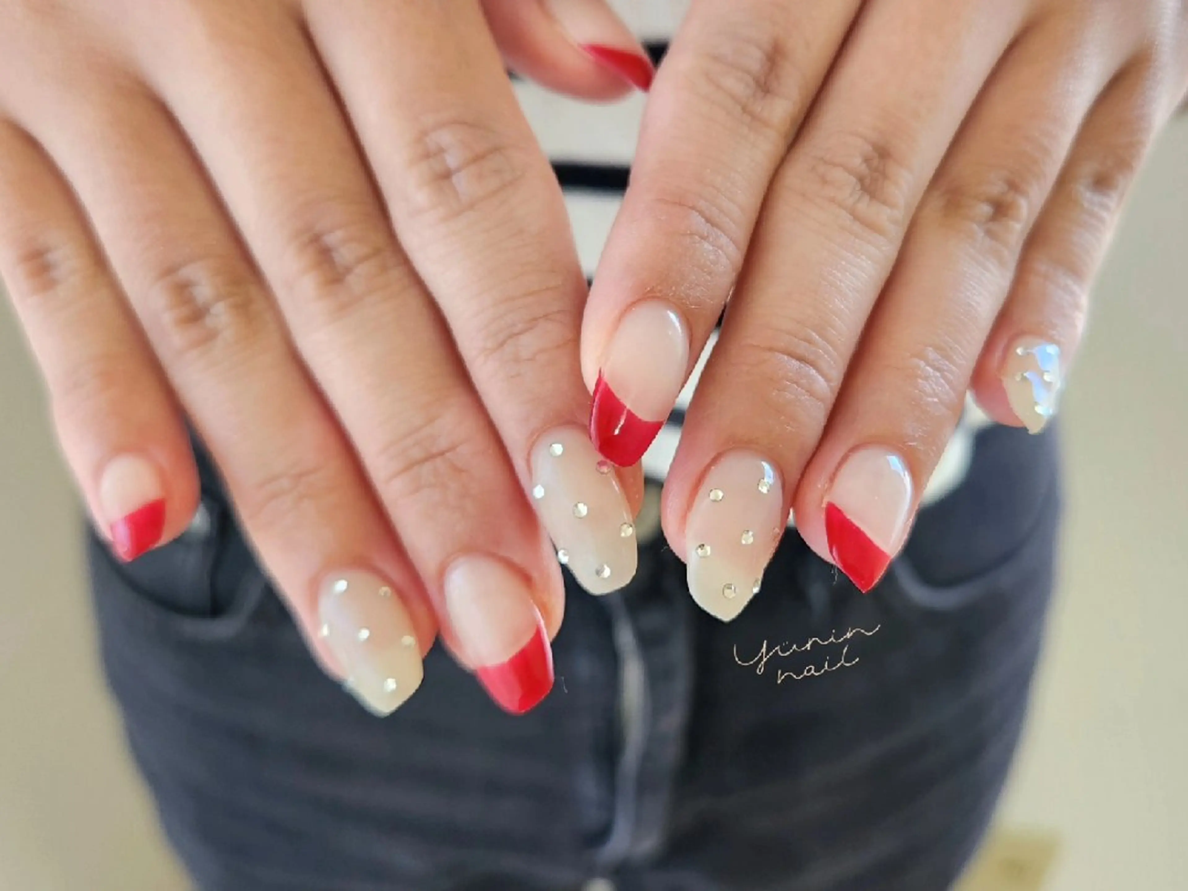 ネイル 持ち込み 赤色 ショートネイル専門 yurin nailのネイルデザイン