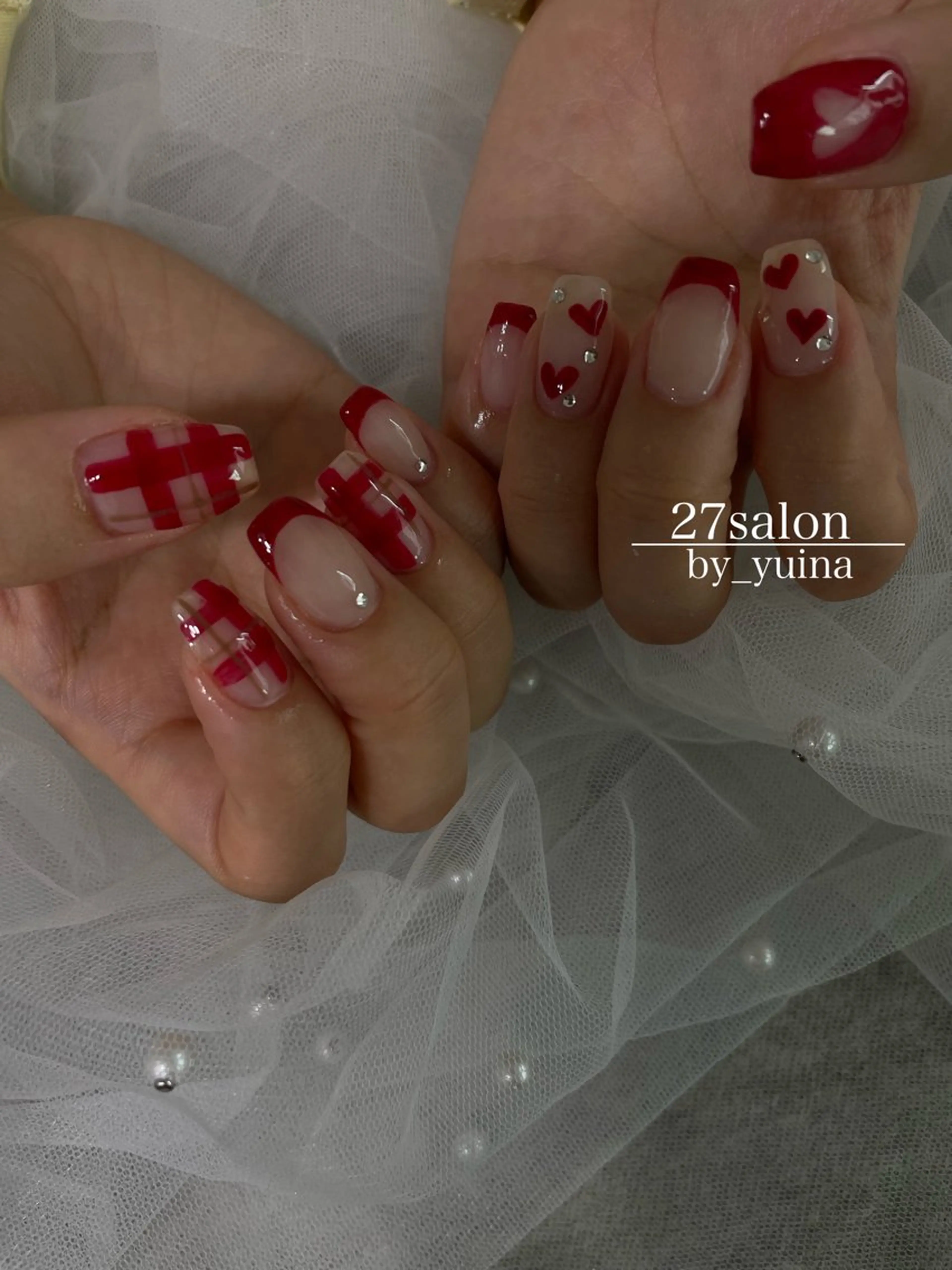ネイル ハート ハンドネイル 27salon yuinaのネイルデザイン