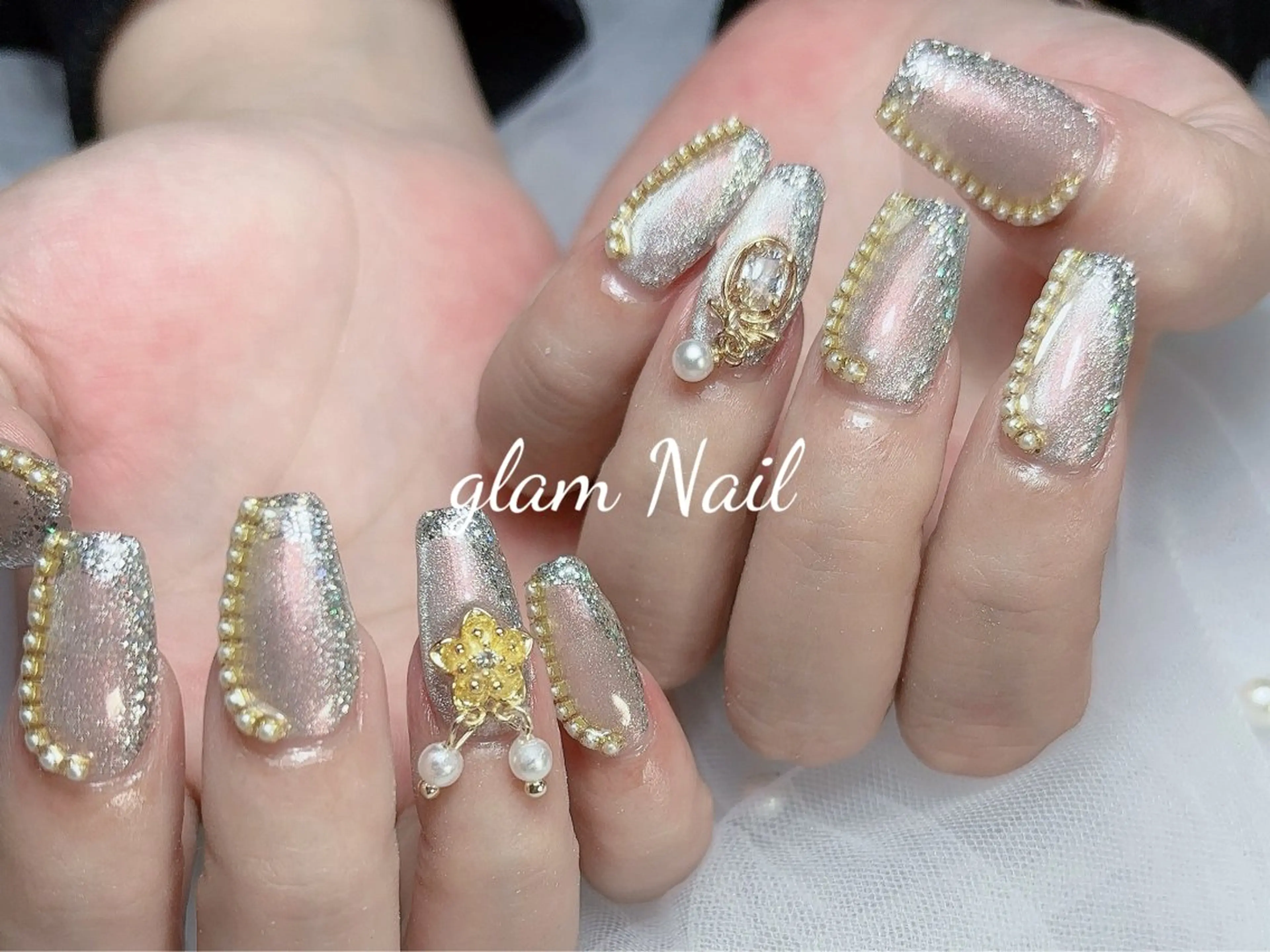 ネイル ハンドネイル エツメ💅 長さだし🎀デザインのネイルデザイン