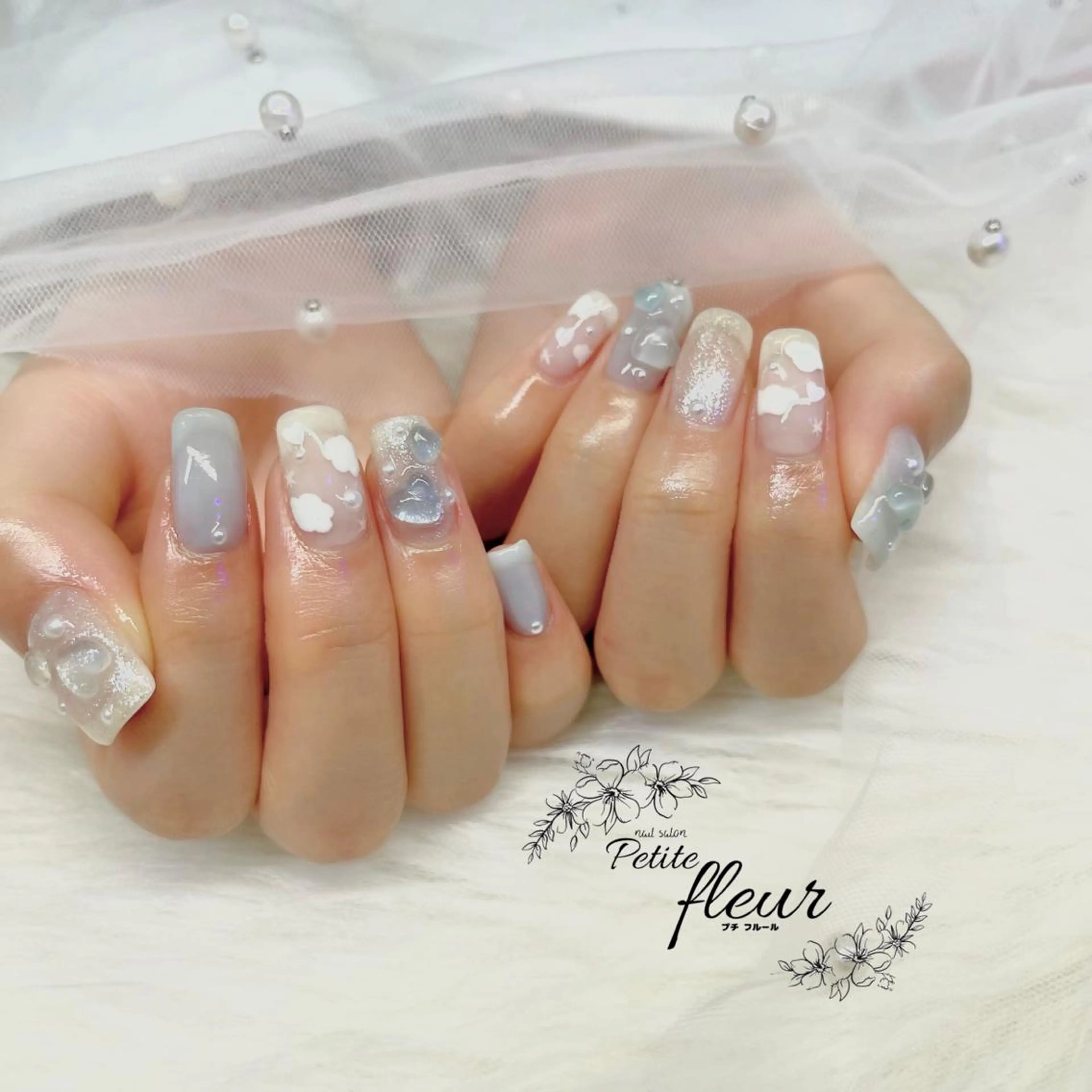 ネイル ハート 氷ネイル・うるうるネイル 持ち込み ❁⃘*。Petite fleur❁⃘*りさのネイルデザイン