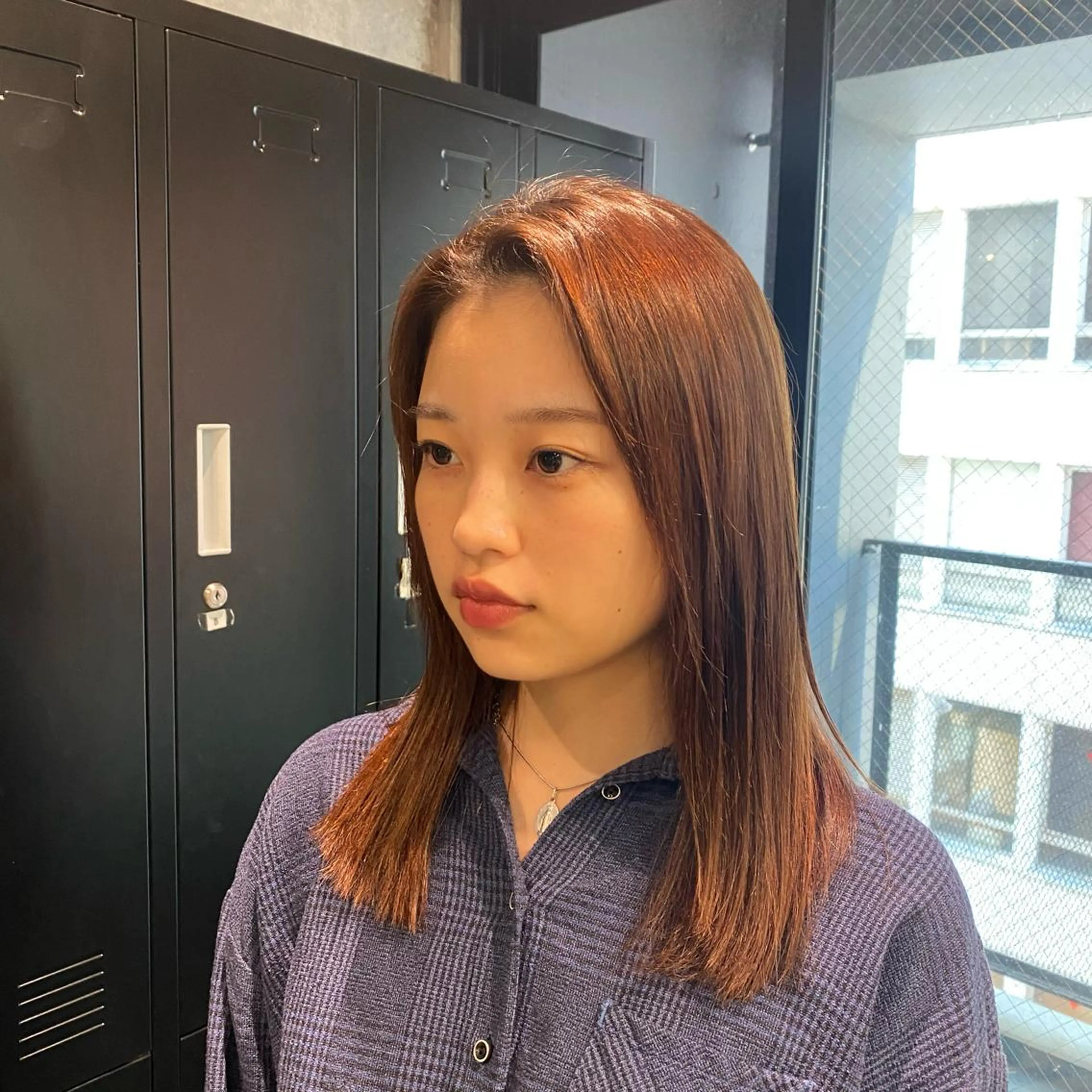 セミロング カラー ヘアカラー 縮毛矯正 🩶レイヤーカット 🩶柔らかカラー結愛のヘアスタイル