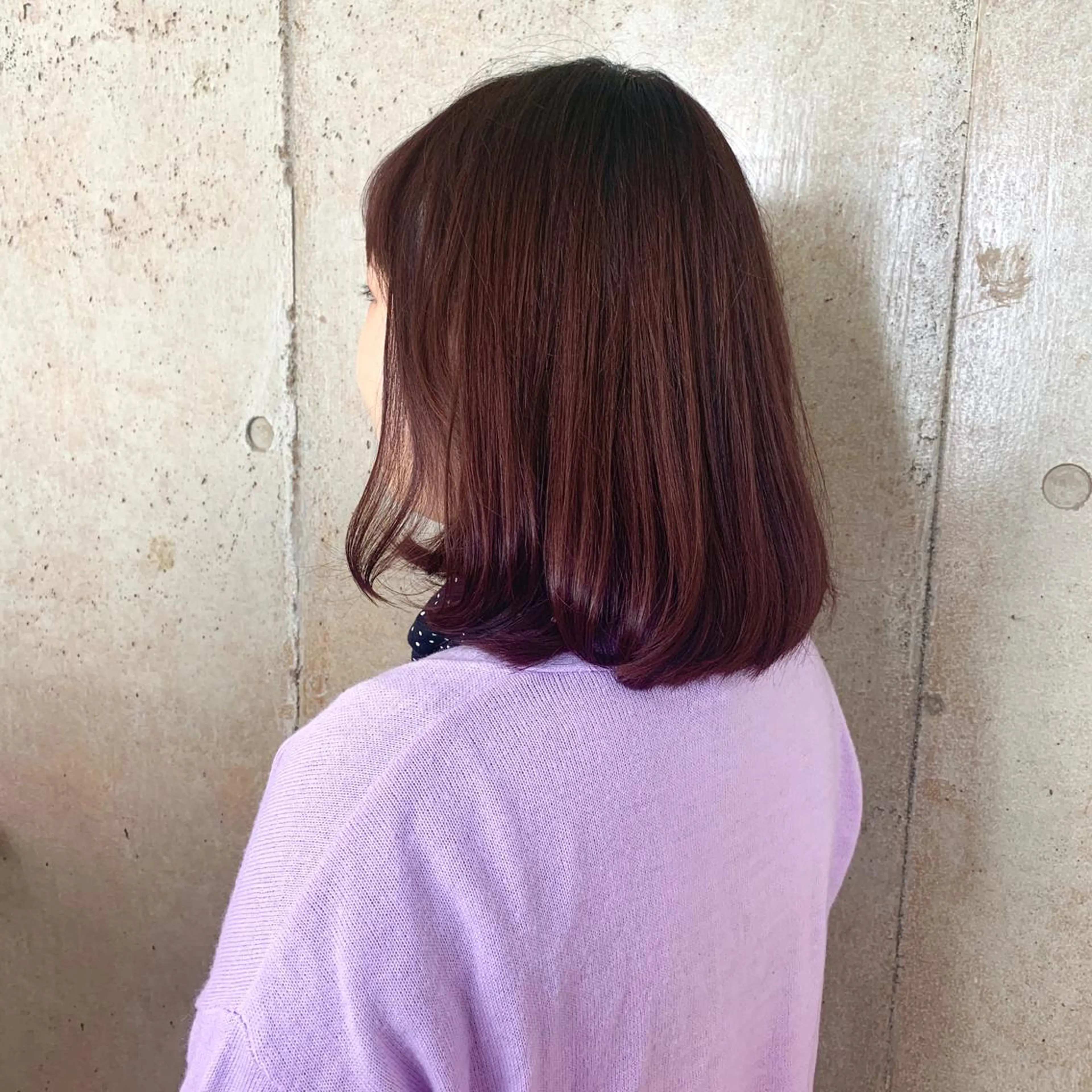 ミディアム カラー ボブ 二宮 早智子のヘアスタイル