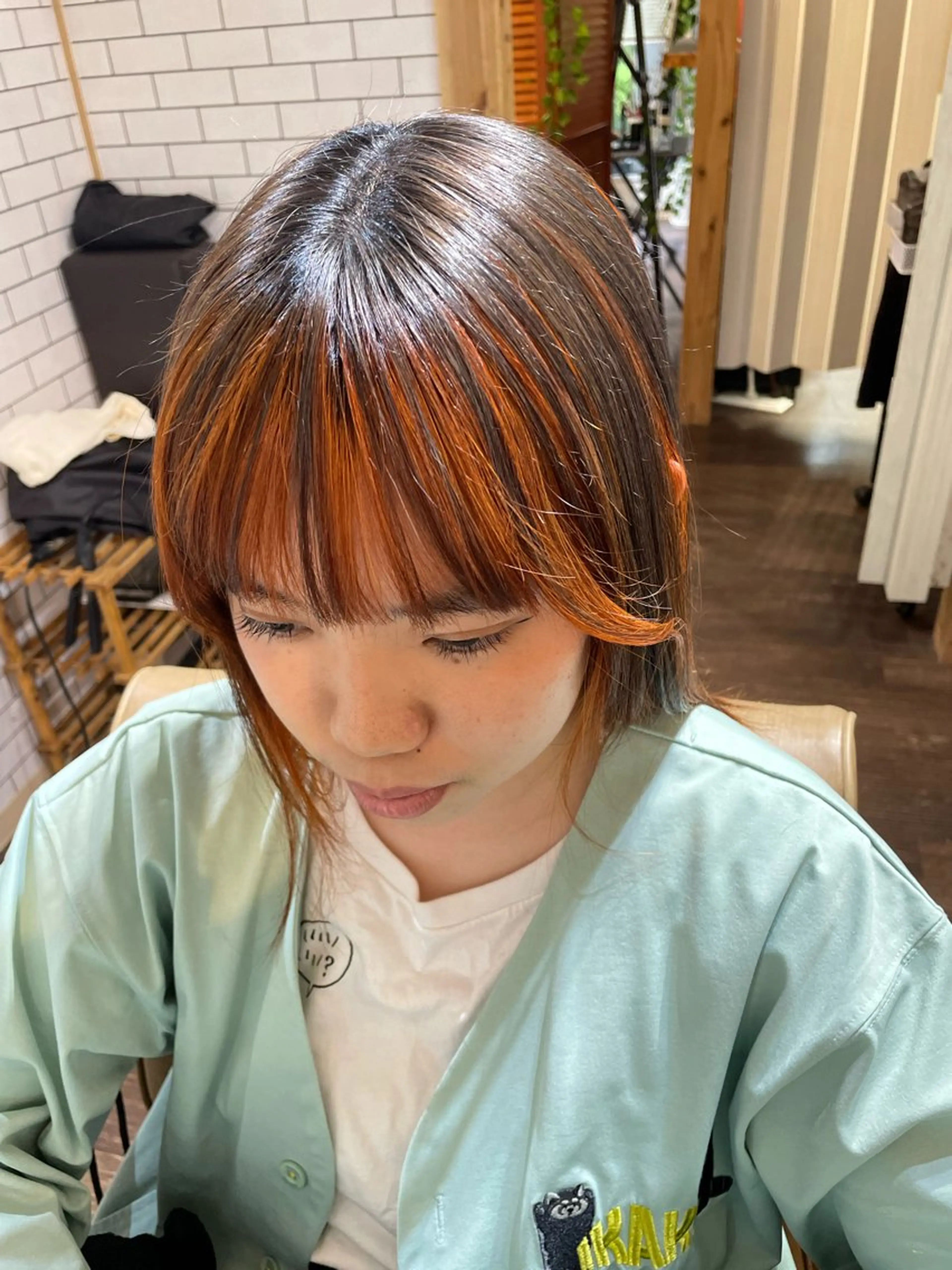 セミロング カラー グレージュ オレンジ 髪質改善カラー💛 NANOHAのヘアスタイル